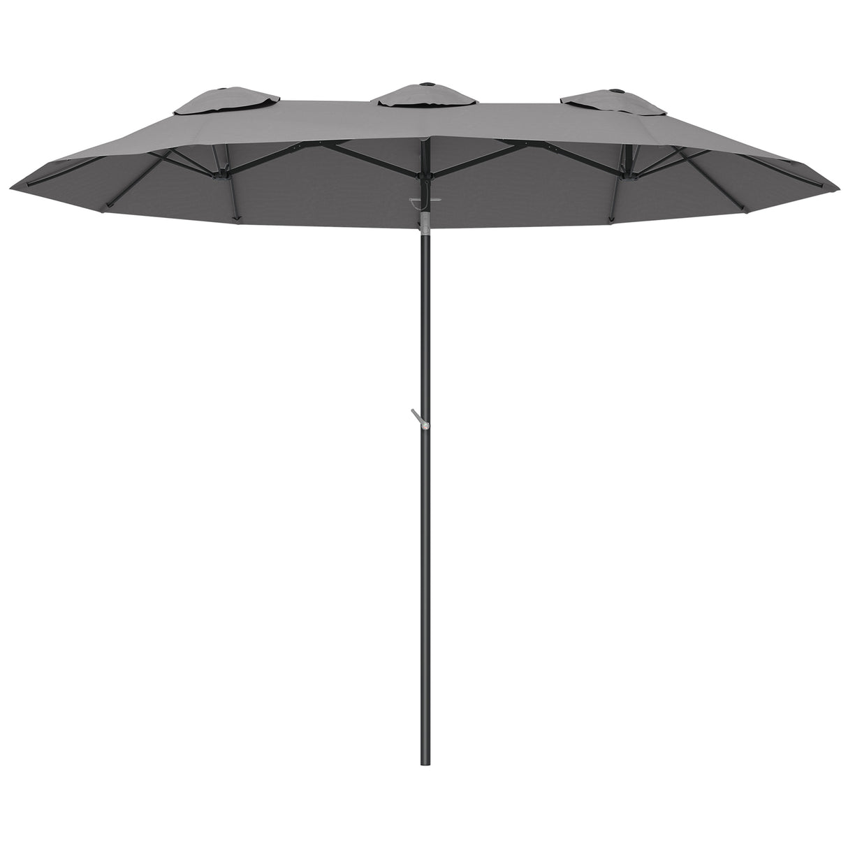 easycomfort easycomfort ombrellone doppio inclinabile a 45 con manovella e prese daria in acciaio e poliestere 285x147x227 cm grigio