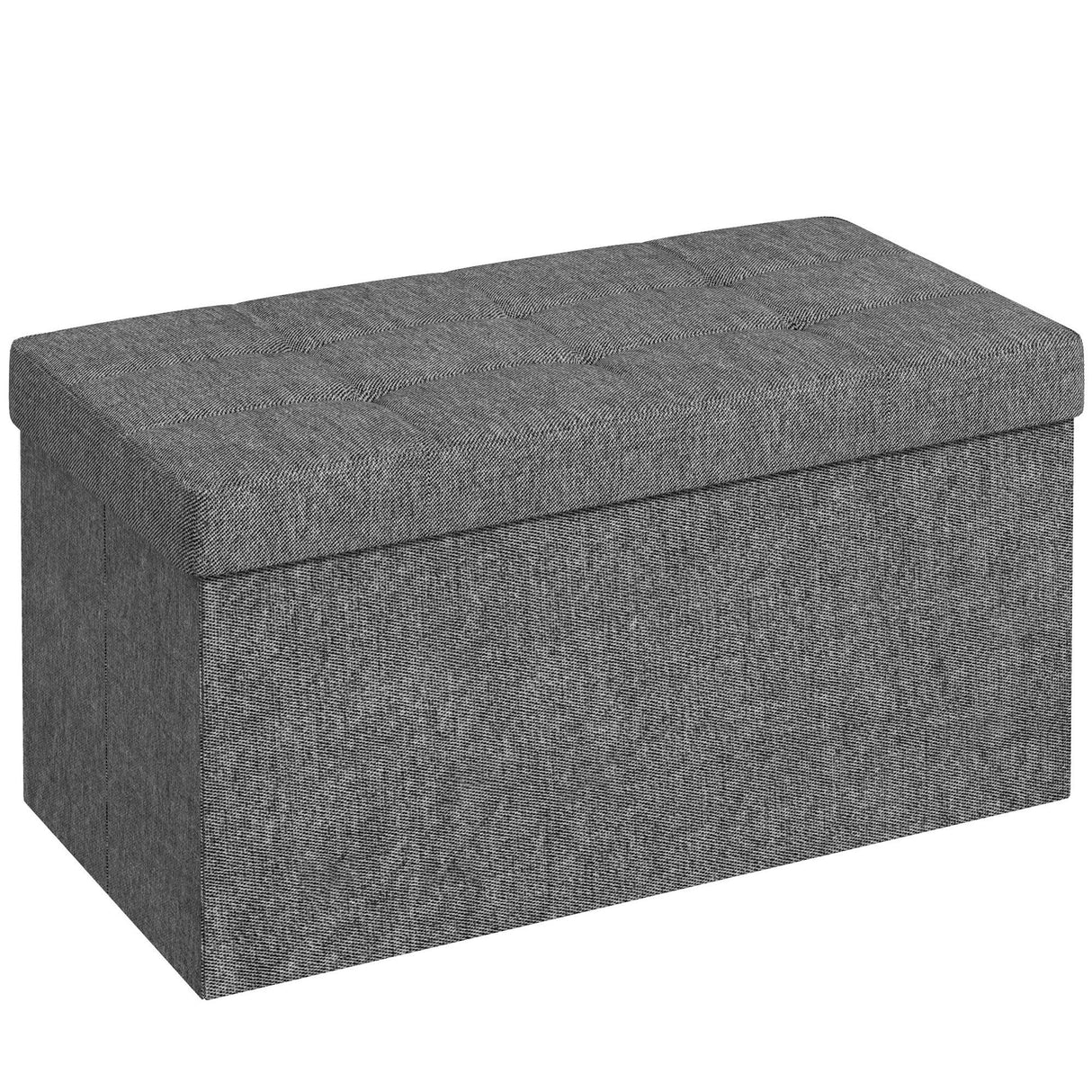 easycomfort easycomfort panca contenitore pieghevole da 84l coperchio imbottito e rivestimento in tessuto 76x38x38cm grigio scuro