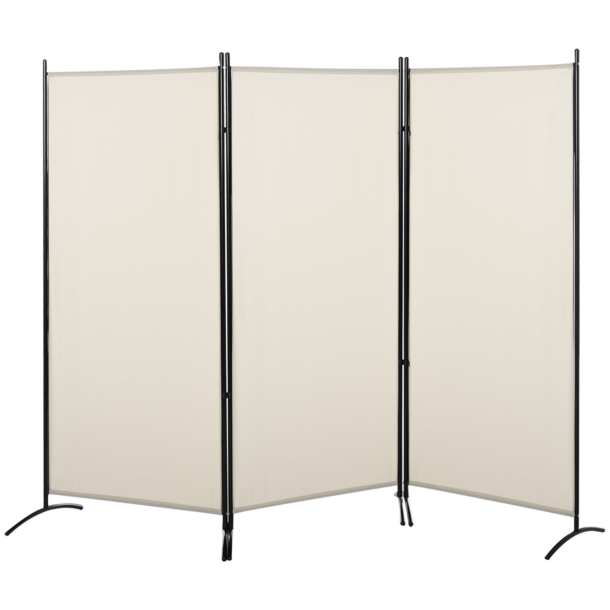 easycomfort easycomfort paravento separe da interno a 3 pannelli pieghevole in metallo e poliestere 253x50x182cm beige