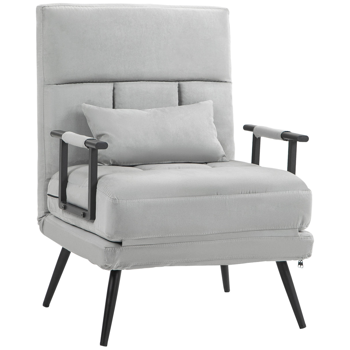 easycomfort easycomfort poltrona letto 3 in 1 con cuscino incluso in acciaio e poliestere 71x71x97 cm grigio chiaro