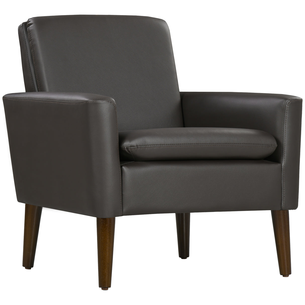 easycomfort easycomfort poltrona per salotto imbottita poltrona moderna in finta pelle e legno 75x78x81 cm marrone