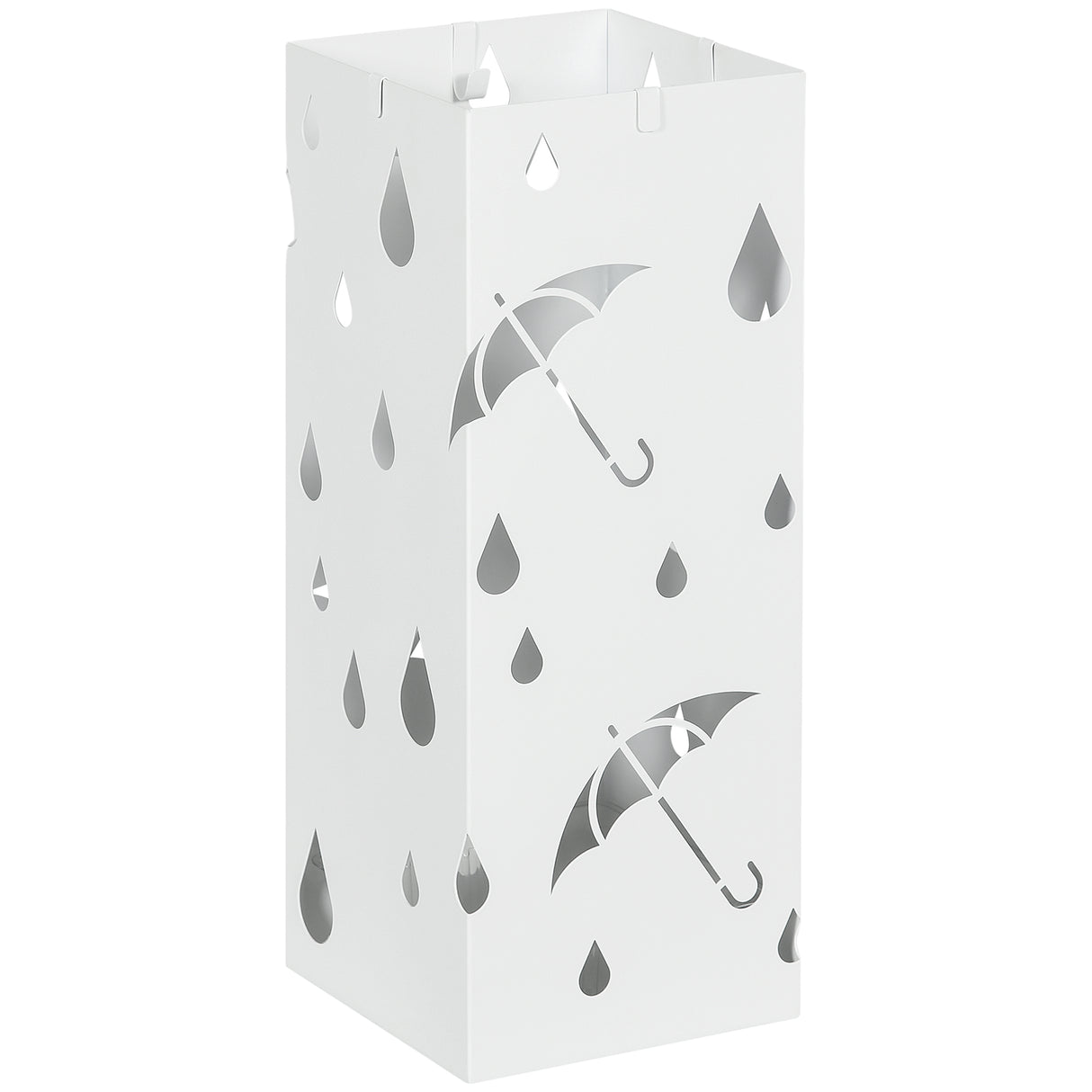 easycomfort easycomfort portaombrelli in metallo con 4 ganci e vaschetta raccogligocce 15 5x15 5x41cm bianco