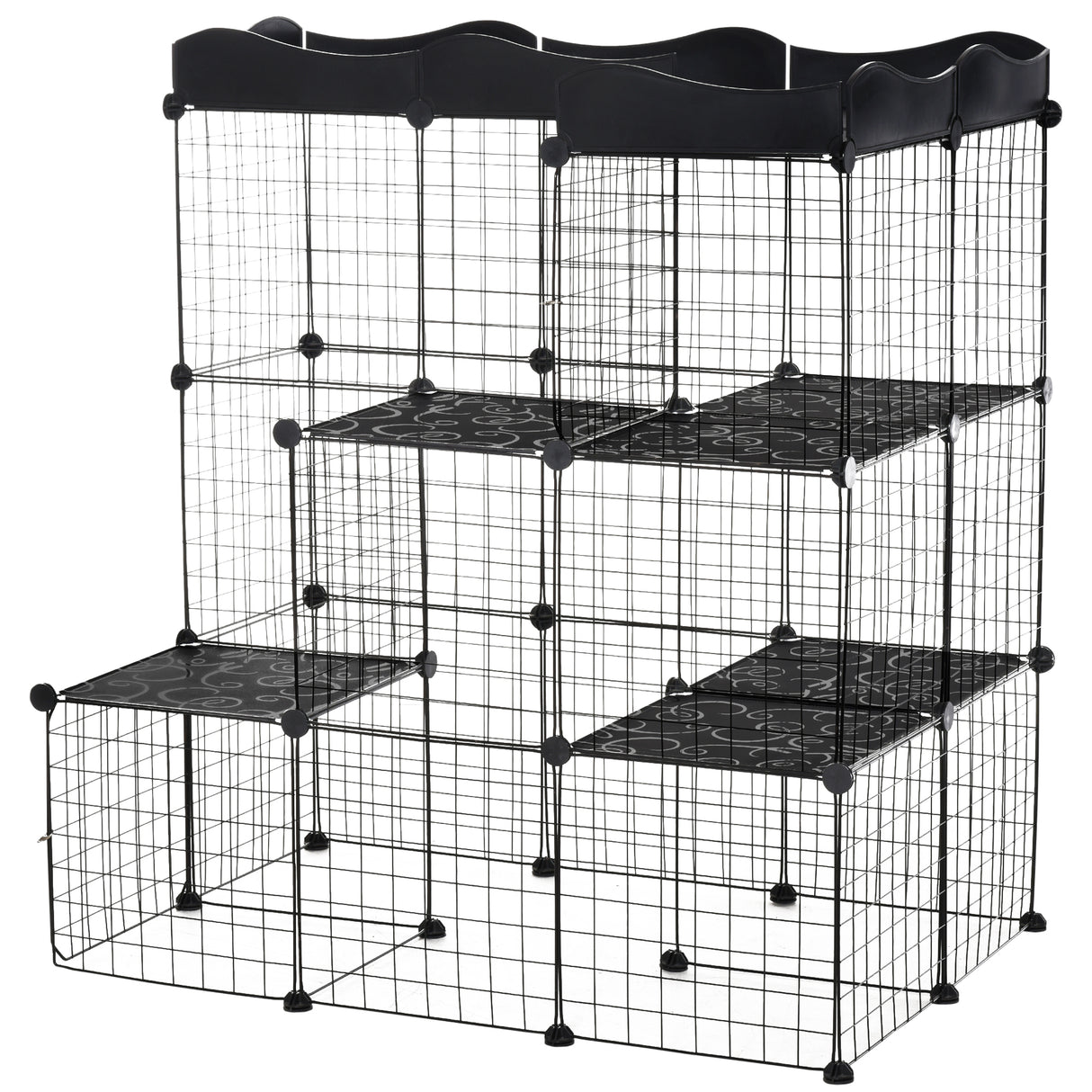 easycomfort easycomfort recinto per animali domestici modulabile e multilivello con rampa e 2 porte in acciaio e pp 105x70x116 cm nero