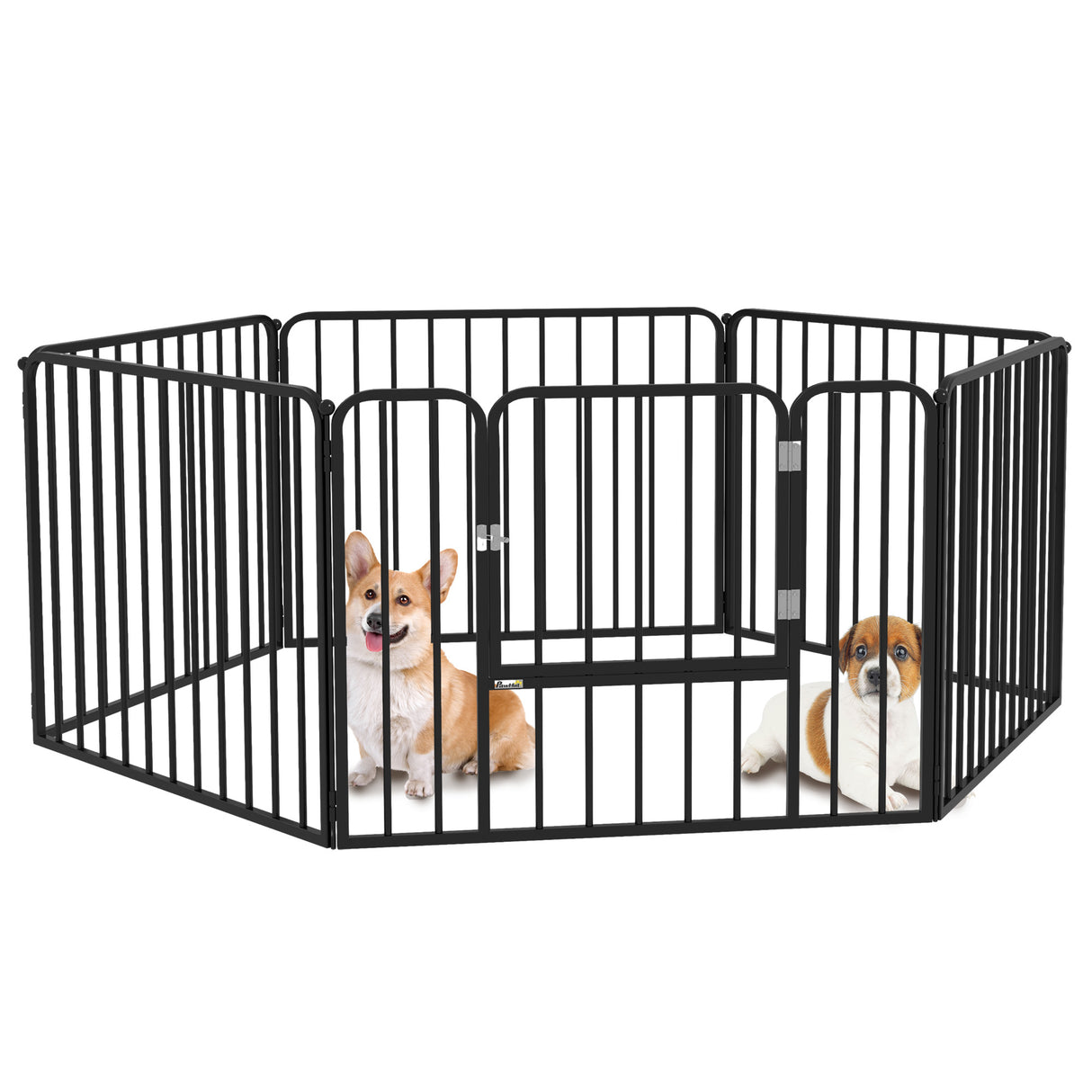 easycomfort easycomfort recinto per cani a 6 pannelli modulabili da interno ed esterno in acciaio 164x83x60 cm nero