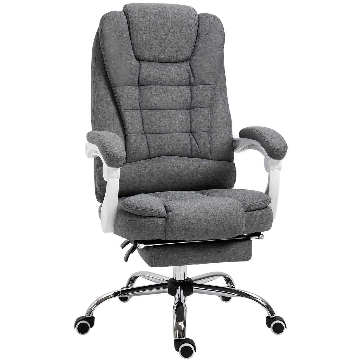 easycomfort easycomfort sedia da ufficio reclinabile con poggiapiedi retrattile e schienale alto in tessuto grigio