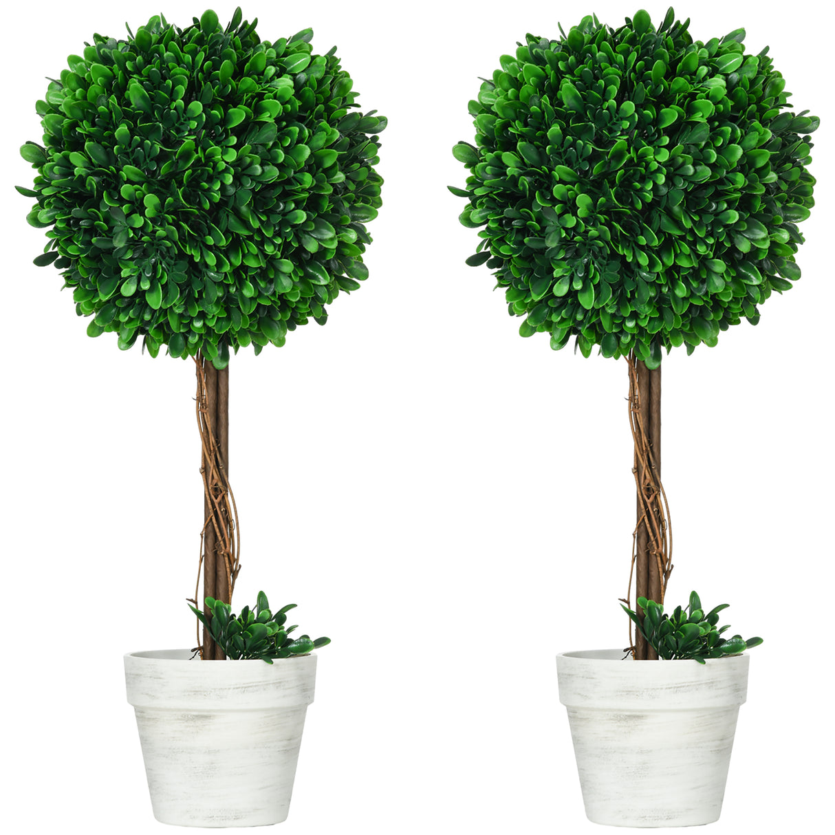 easycomfort easycomfort set 2 piante finte alberi di bosso da interno ed esterno con vaso 28x60cm