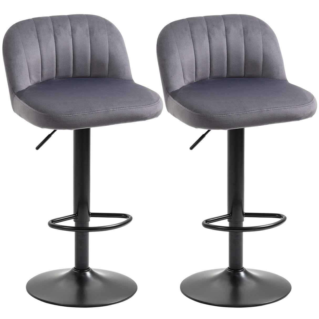 easycomfort easycomfort set 2 sgabelli da bar con schienale e poggiapiedi girevoli con altezza regolabile grigio