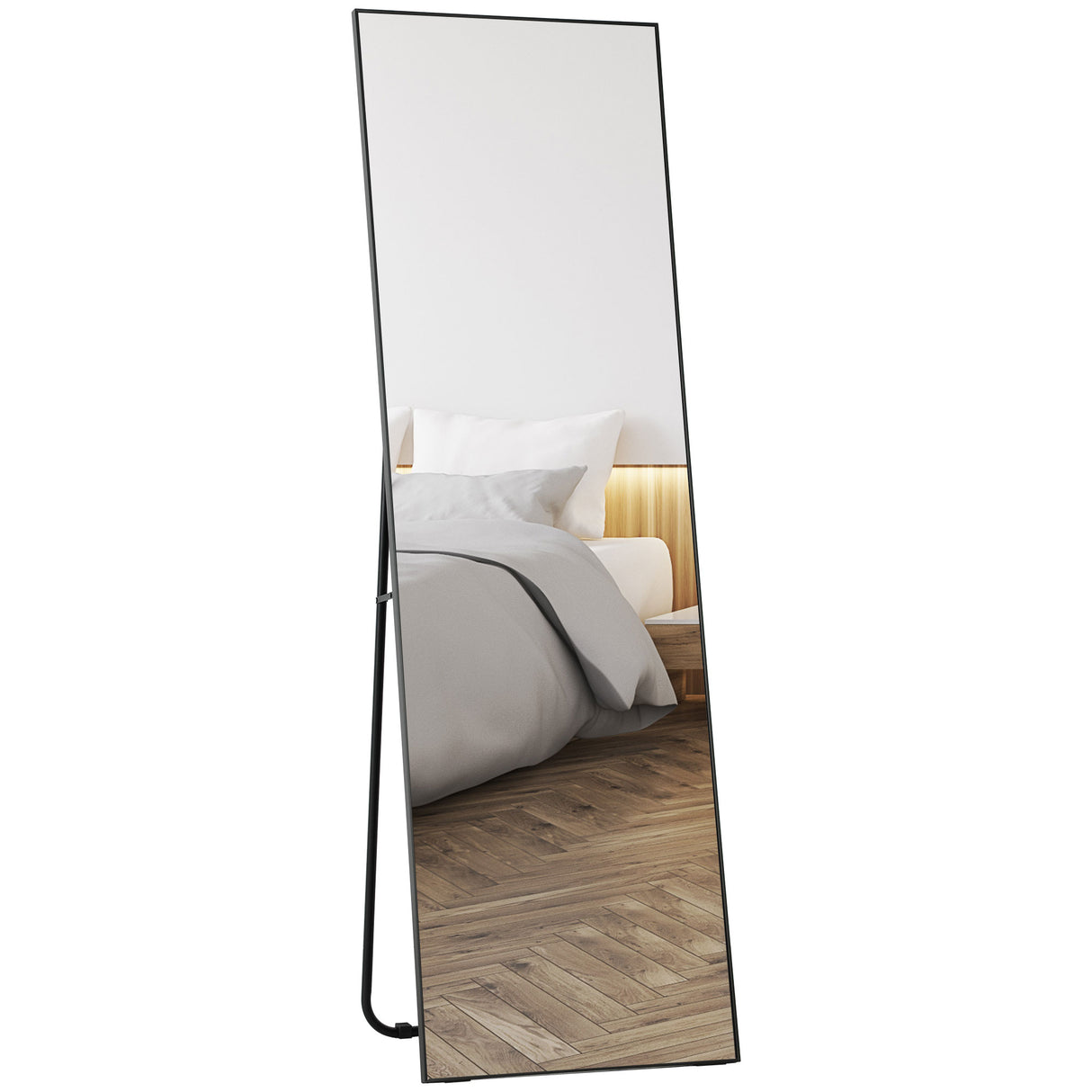 easycomfort easycomfort specchio da terra moderno a figura intera design autoportante o da parete 40x150 cm nero