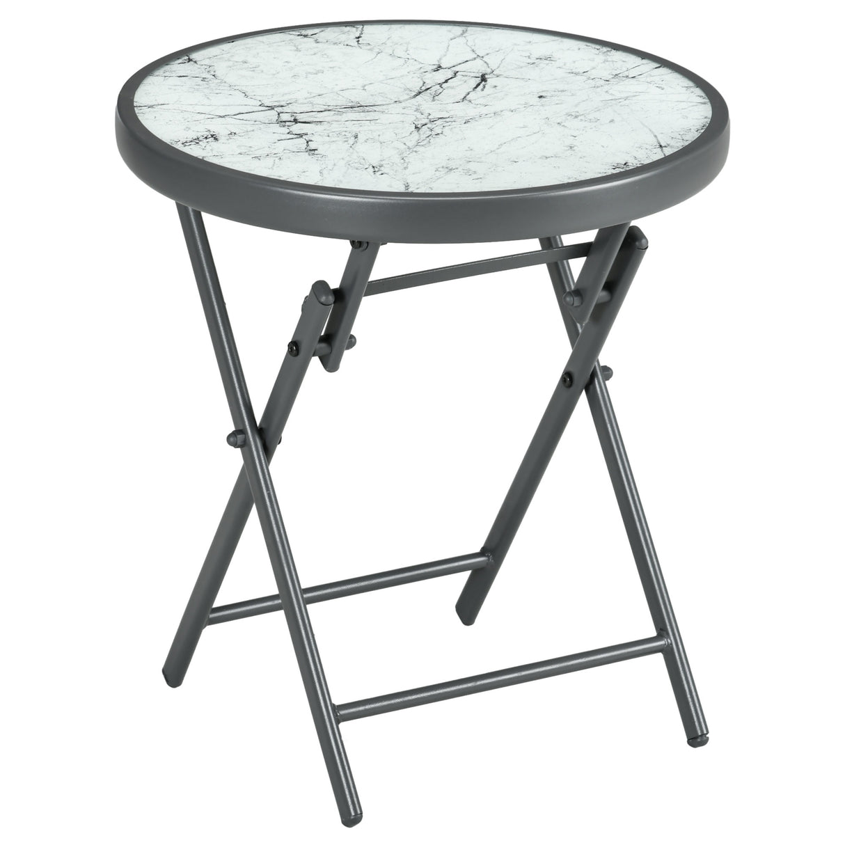 easycomfort easycomfort tavolino da caffe per giardino pieghevole con piano in vetro effetto marmo 45x50cm grigio