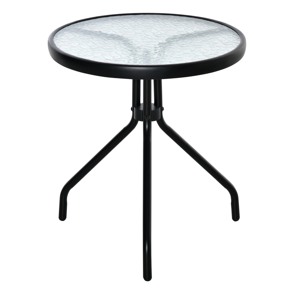 easycomfort easycomfort tavolino da giardino rotondo con ripiano in vetro e struttura in metallo 50x55cm nero