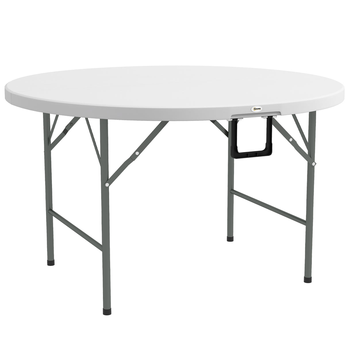easycomfort easycomfort tavolo pieghevole per giardino e campeggio in acciaio e hdpe 122x73 cm grigio e bianco