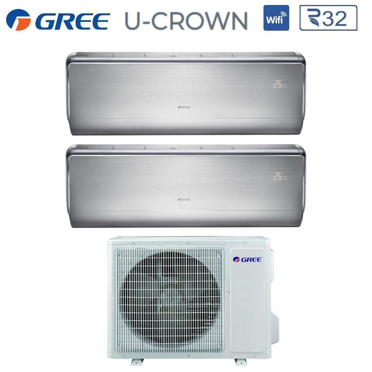 climatizzatore condizionatore dual split inverter gree serie muse r 32 9000_9000 btu con gwhd 14 nk6lo 9_9 wi fi optional 7351
