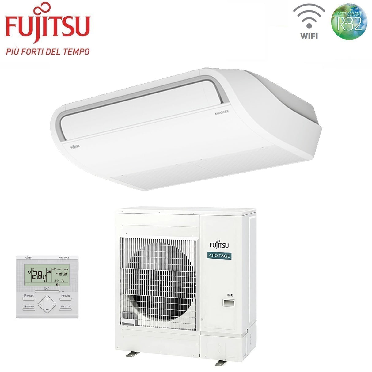 climatizzatore condizionatore fujitsu inverter soffitto serie eco kr 45000 btu abyg45krta _ aoyg45kqta r 32 3ngf83110 wi fi trifase optional con filocomando di serie