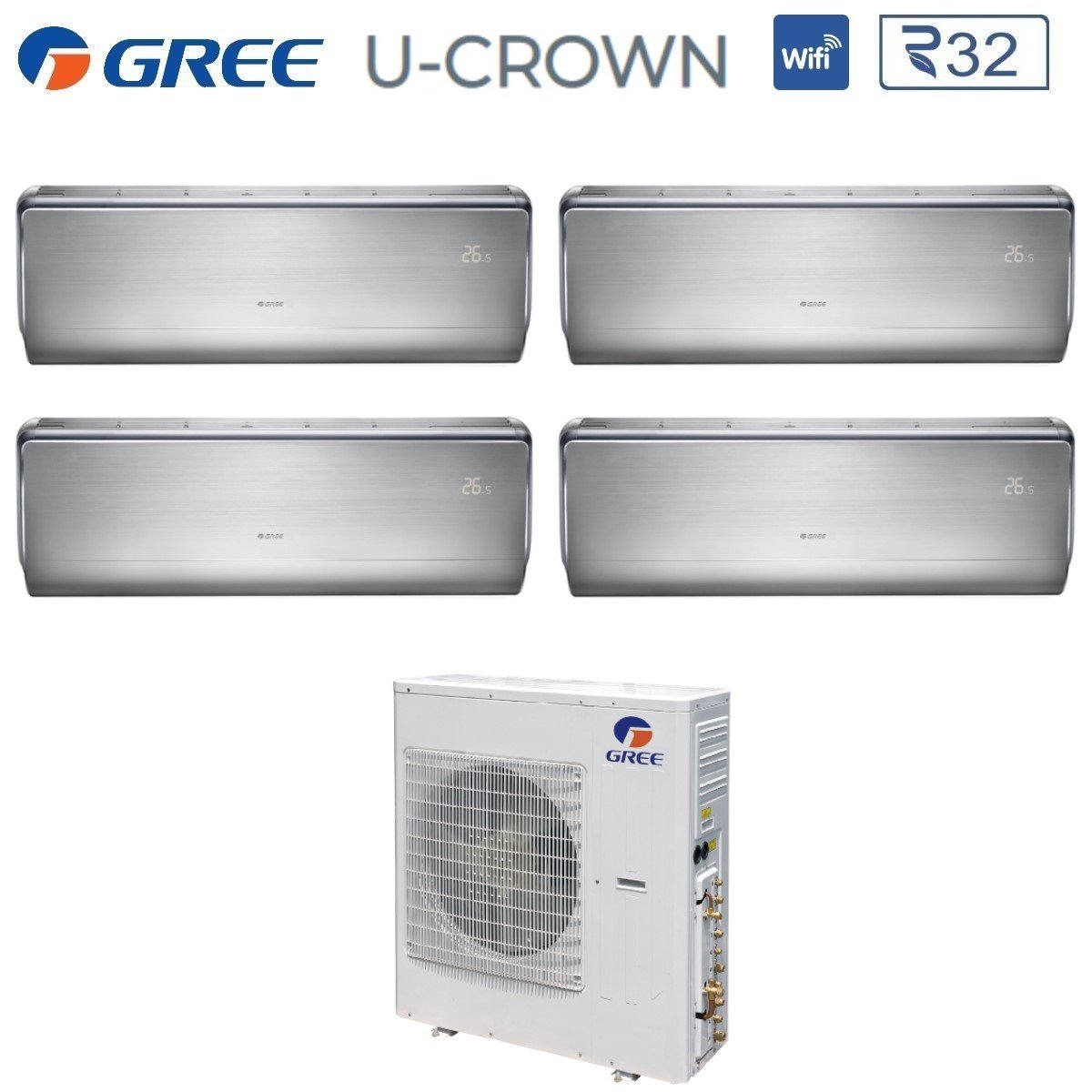 climatizzatore condizionatore gree quadri split inverter serie u crown 9_12_12_12 con gwhd 36 nk6lo r 32 wi fi integrato 9000_12000_12000_12000