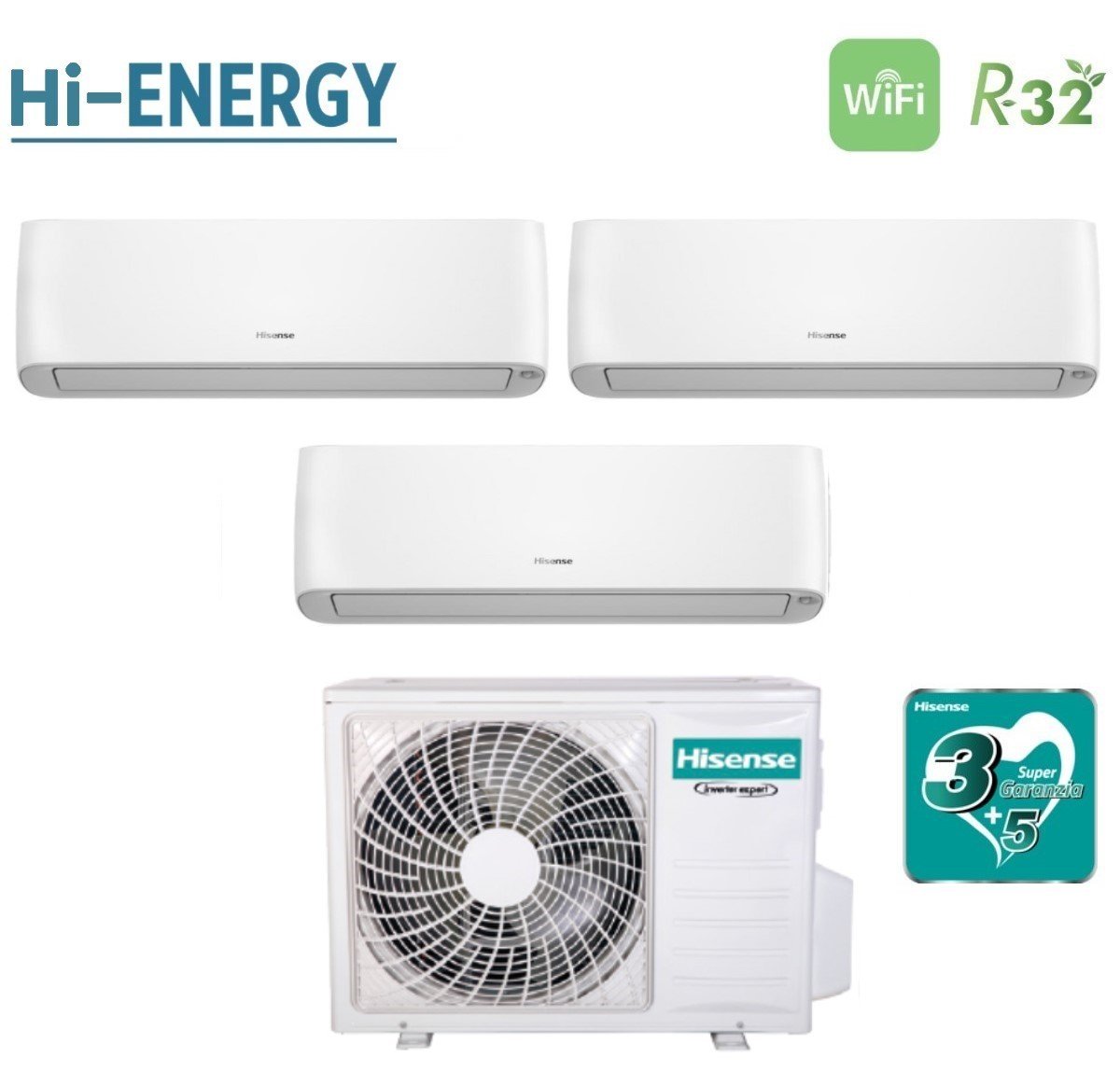 climatizzatore condizionatore hisense trial split inverter serie hi energy 9_9_12 con 3amw62u4rjc r 32 wi fi integrato 9000_9000_12000 novita