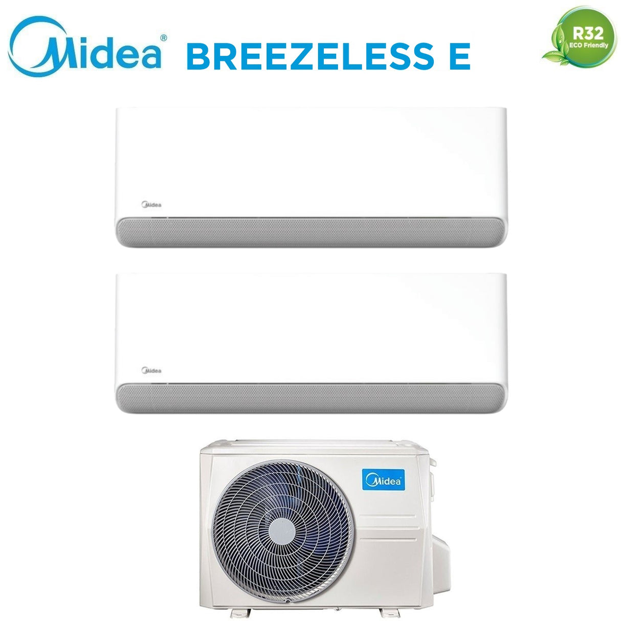 climatizzatore condizionatore midea dual split inverter serie breezeless e 9 12 con m3og 21hfn8 q r 32 wi fi integrato 9000 12000