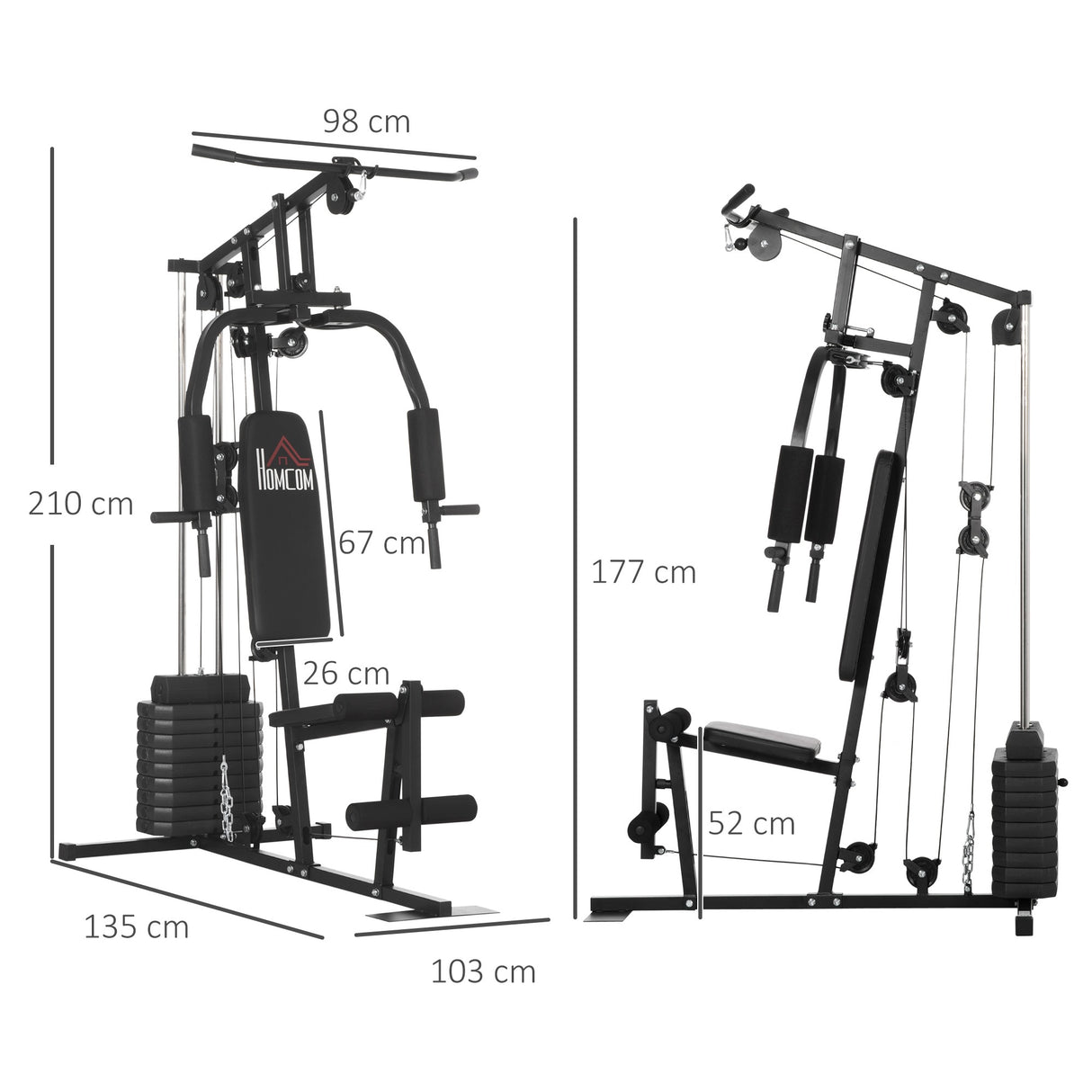 easycomfort area occasioni 2302 easycomfort stazione fitness con pesi da 45kg per allenamento a casa 135x103x210cm nero