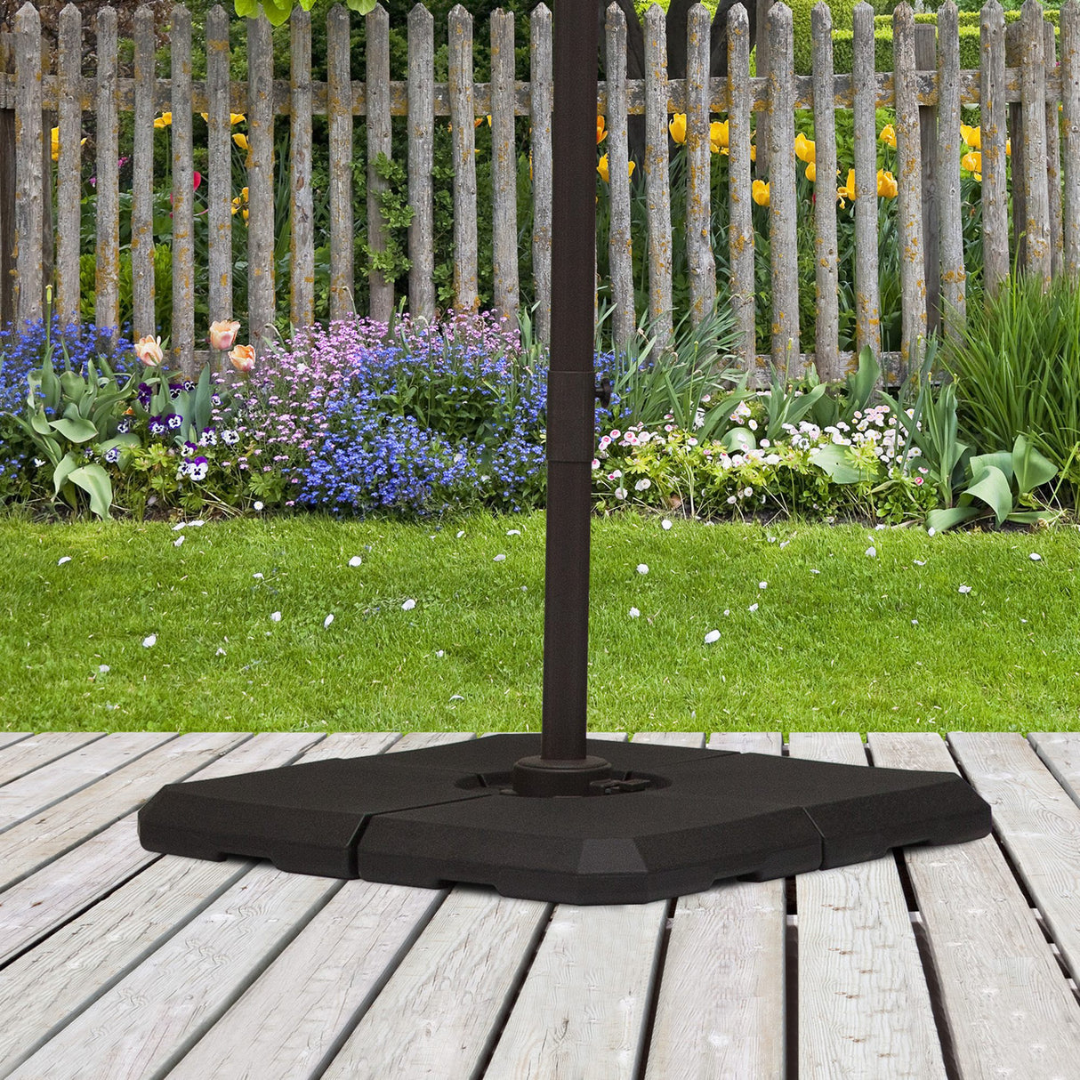 easycomfort easycomfort base per ombrellone a braccio da 4 pezzi riempibile con acqua o sabbia per basi a croce da 100x100cm nero