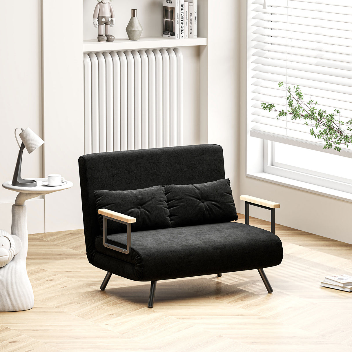easycomfort easycomfort divano letto 3 in 1 in tessuto effetto velluto con schienale regolabile e 2 cuscini 102x73x81 cm nero