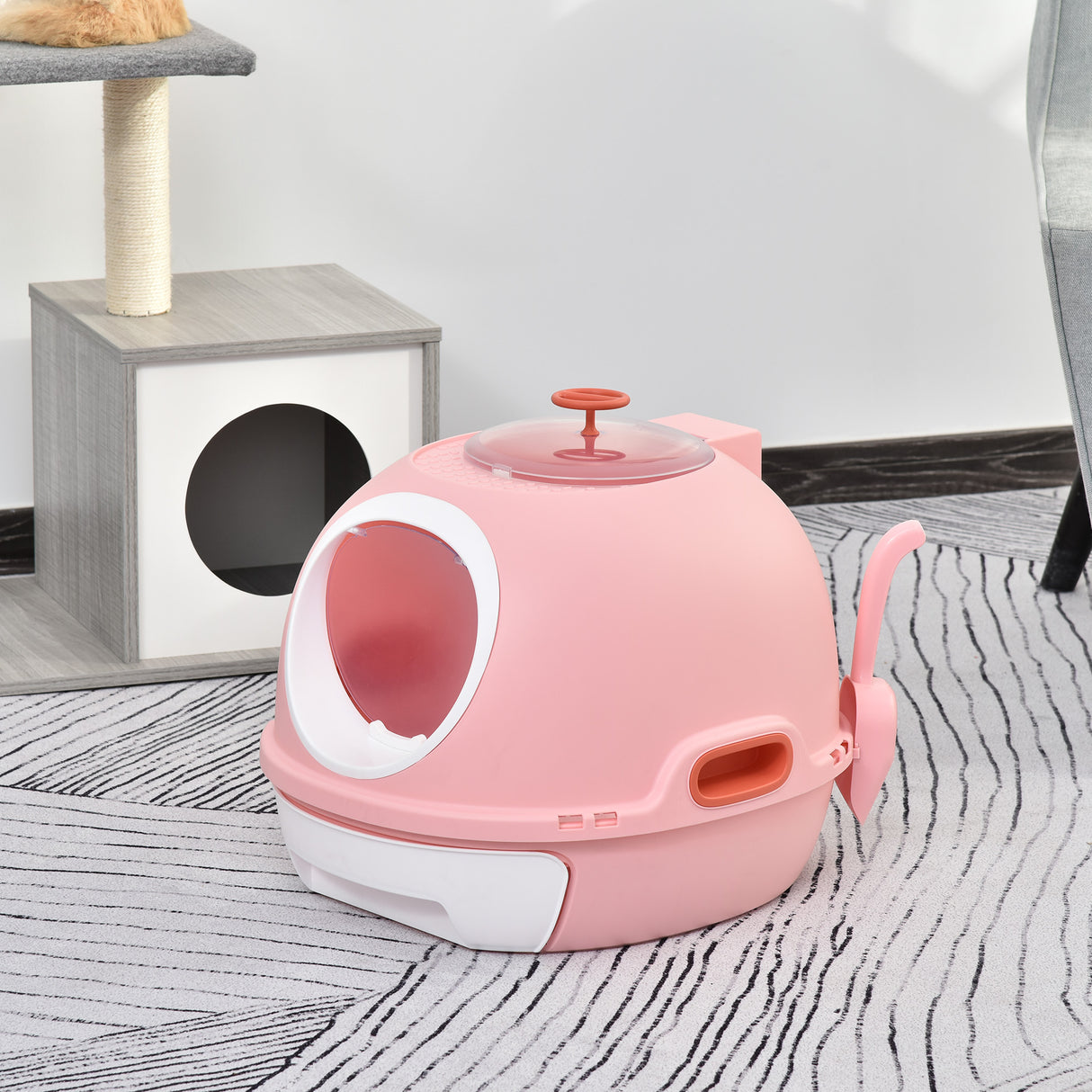 easycomfort easycomfort lettiera per gatti chiusa con vassoio estraibile 2 ingressi e paletta 47x55x44 cm rosa