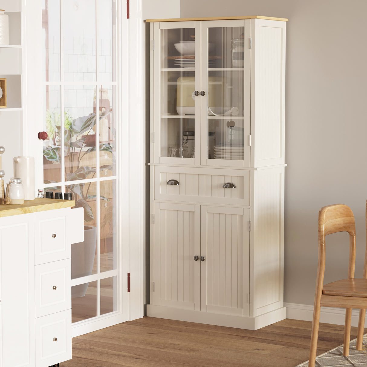 easycomfort easycomfort mobile dispensa a 5 livelli con cassetto centrale in mdf e truciolato 76x40x182 5 cm bianco crema