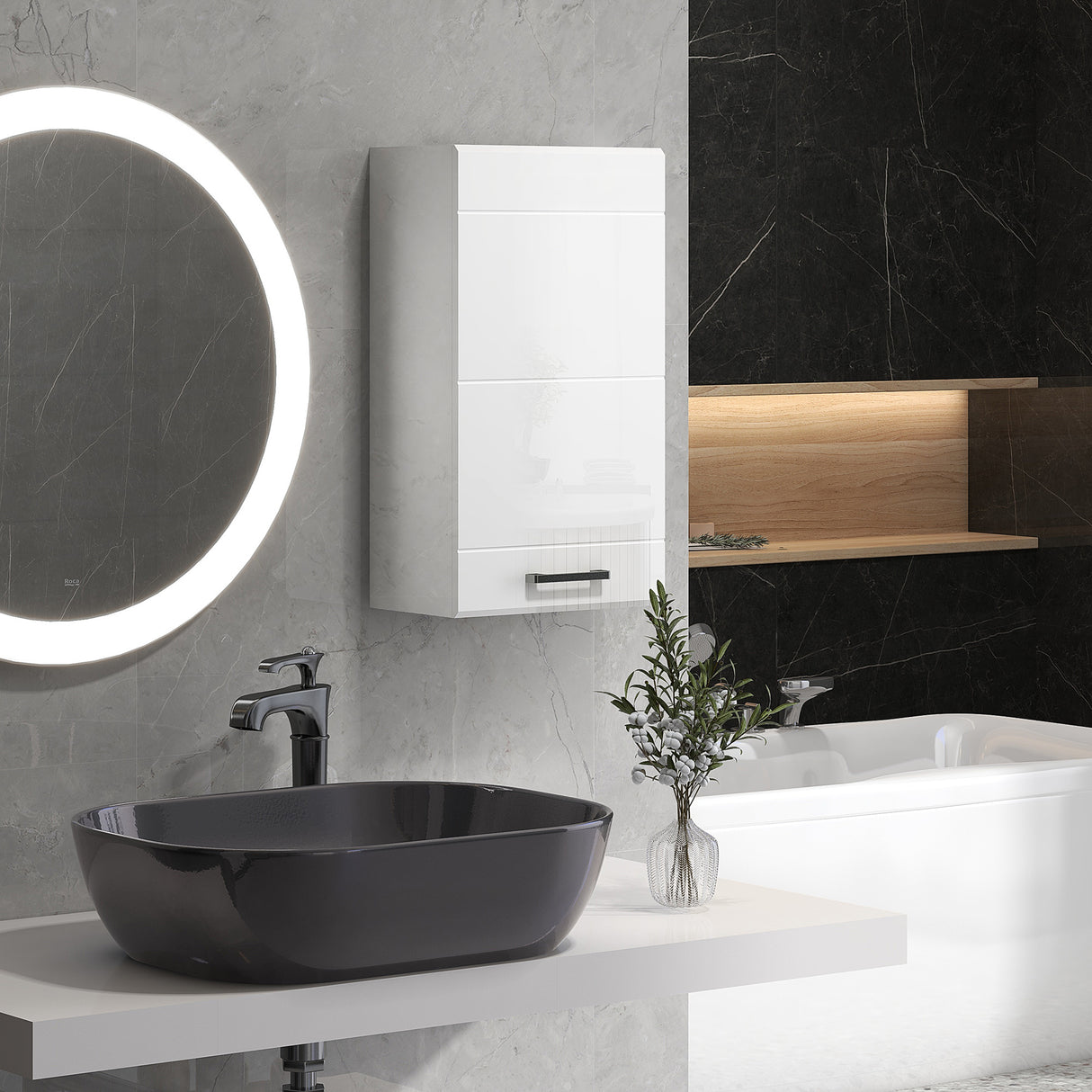 easycomfort easycomfort mobiletto bagno in mdf a muro con 3 ripiani e ripiano superiore regolabile 37x22 5x70 cm bianco