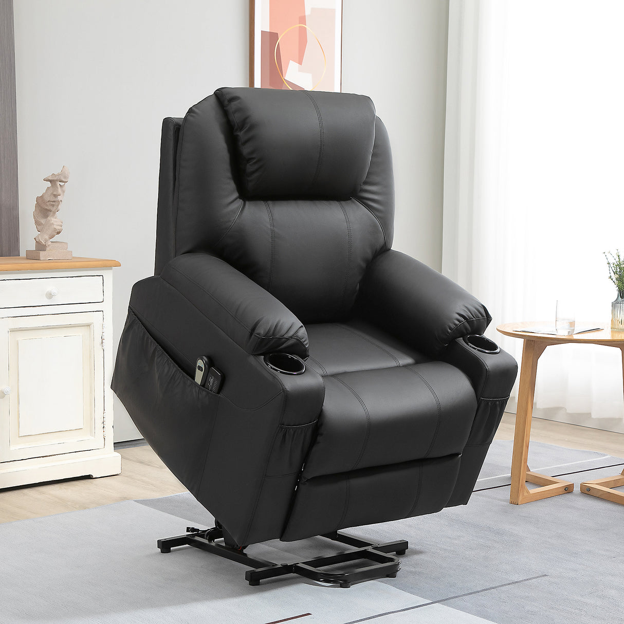 easycomfort easycomfort poltrona alzapersona reclinabile max 135 con 8 punti massaggianti e poggiapiedi 88x92x106 cm nero