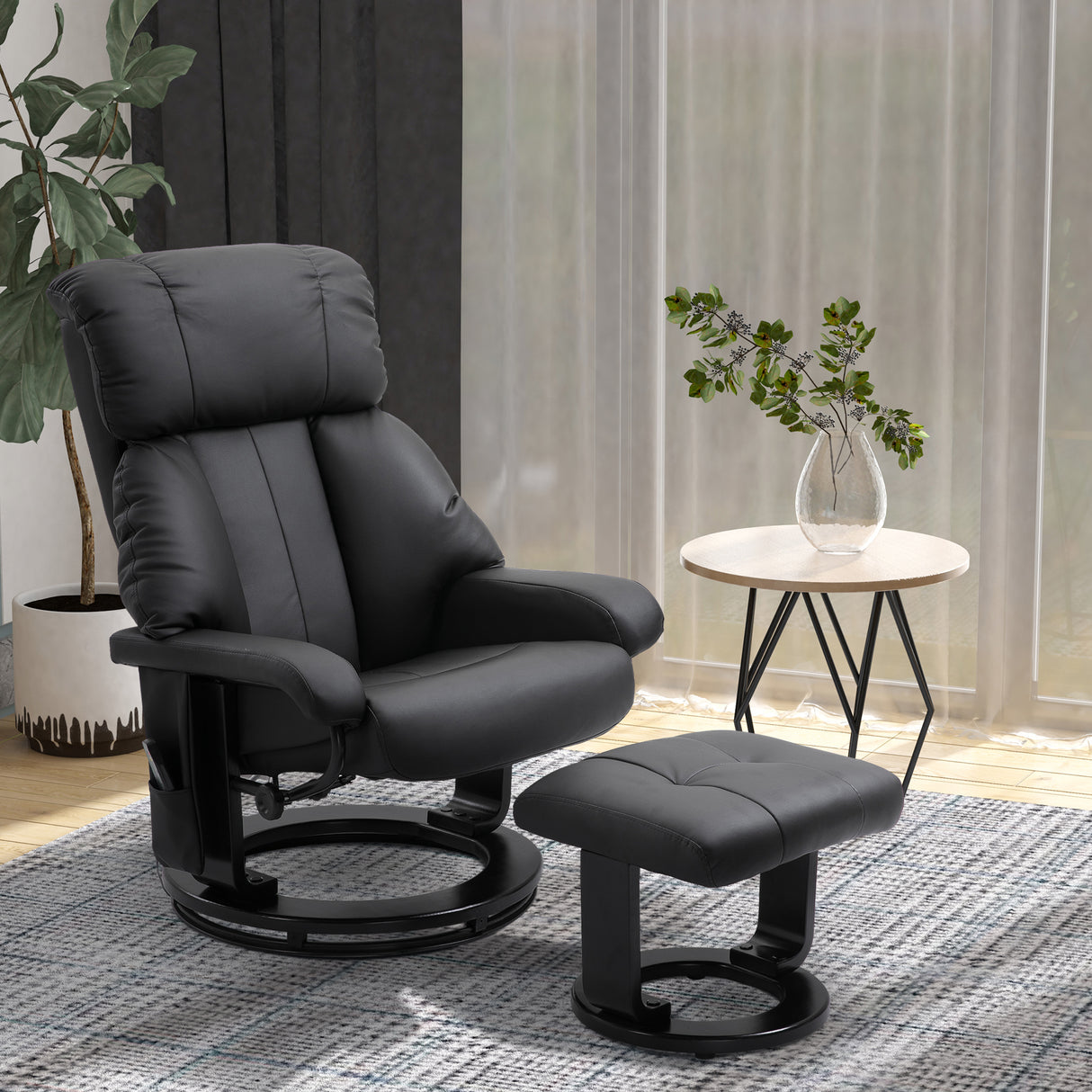 easycomfort easycomfort poltrona relax reclinabile e massaggiante con pouf poggiapiedi e telecomando 76x80x102 cm nero