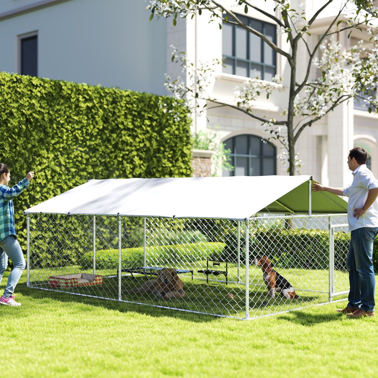 easycomfort easycomfort recinto per cani grandi fino 30kg per esterno con tetto impermeabile e anti uv 4x2 3x1 5m argento