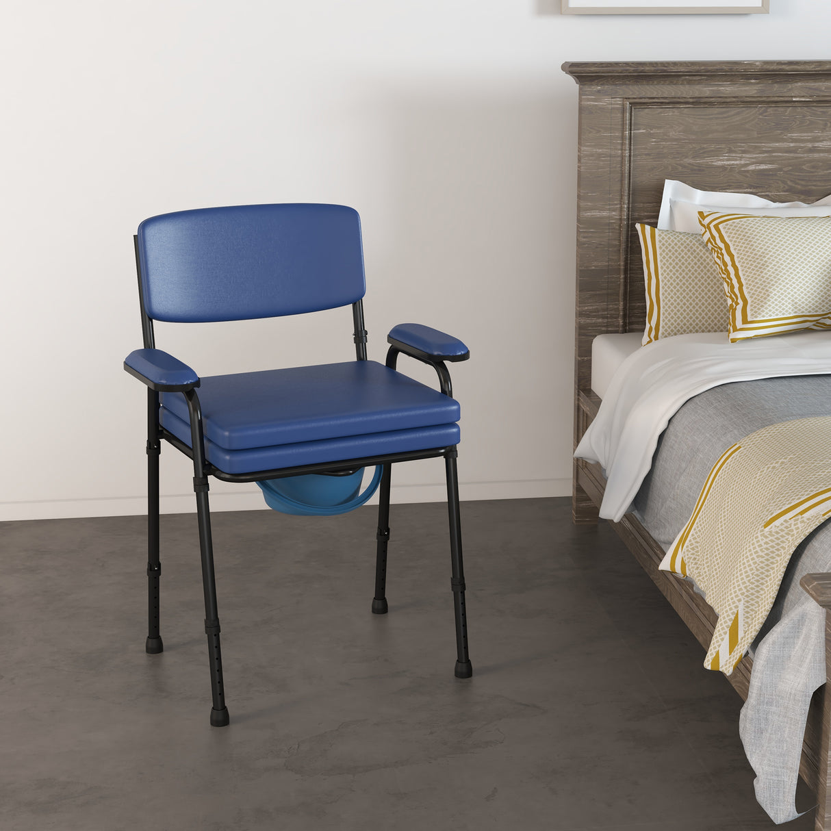 easycomfort easycomfort sedia comoda 5 in 1 per anziani e disabili per wc e doccia altezza regolabile e secchio rimovibile blu