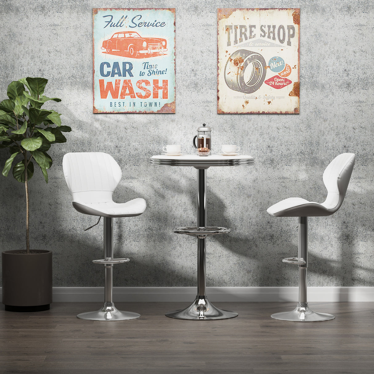 easycomfort easycomfort set 2 sgabelli da bar ergonomici ad altezza regolabile con poggiapiedi 47x51 5x92 114 cm bianco