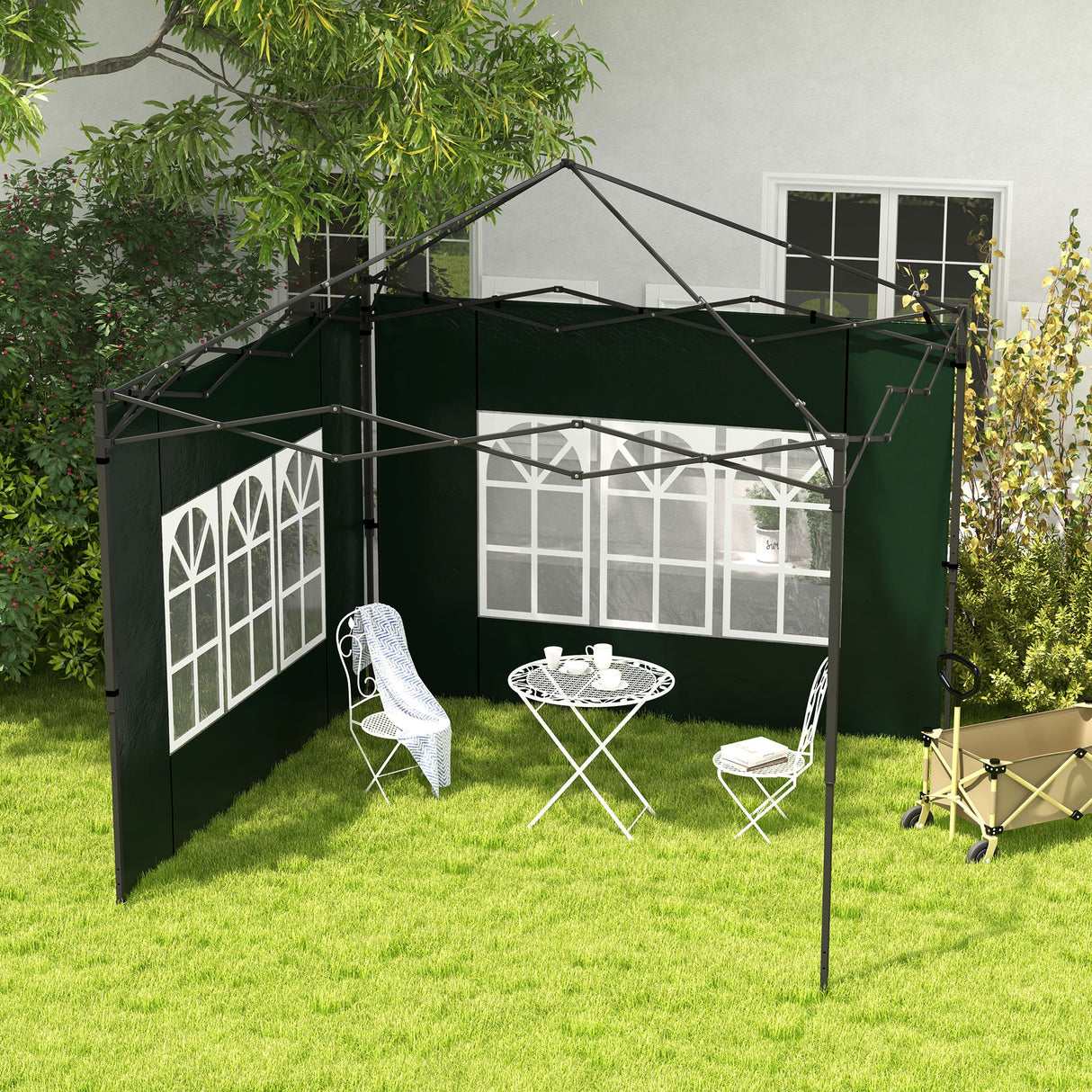 easycomfort easycomfort set 2 teli per gazebo 3x3 m e 3x6 m con finestre in pe e plastica 293x193 cm verde