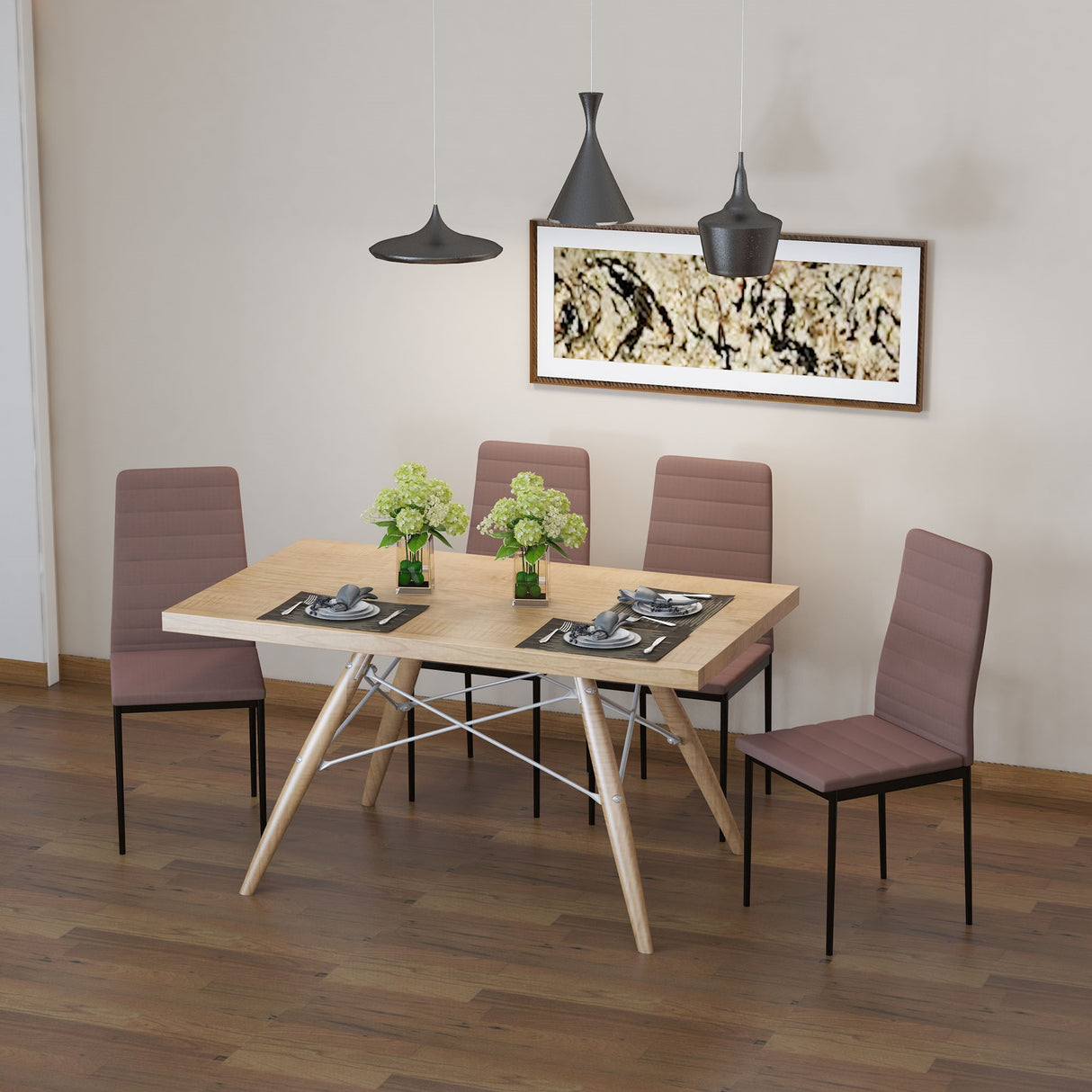 easycomfort easycomfort set 4 sedie imbottite per soggiorno o sala da pranzo sedie da cucina moderne in metallo e tessuto cachi