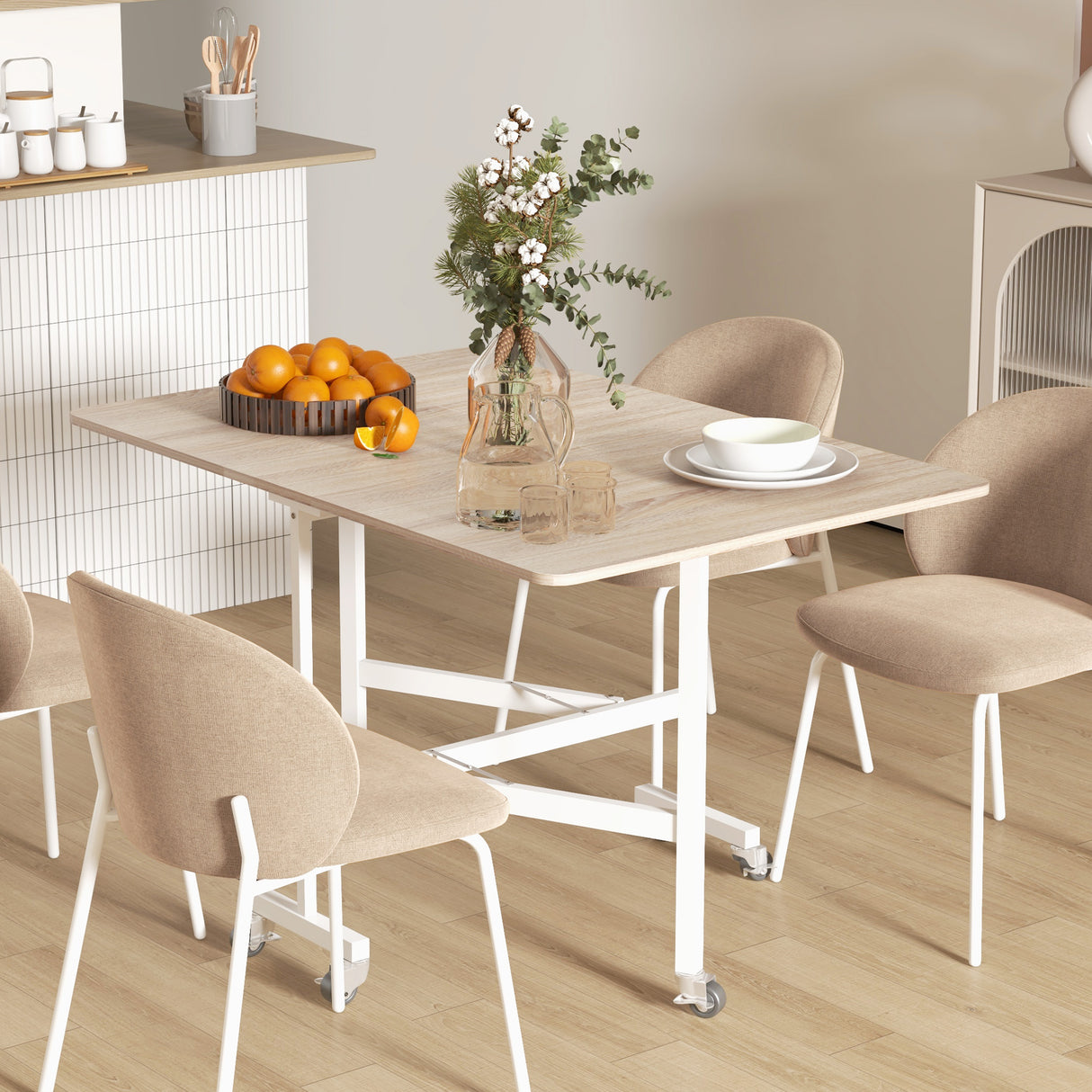 easycomfort easycomfort tavolo pieghevole moderno a 2 ribalte con rotelle in mdf e acciaio 120x80x73cm marrone