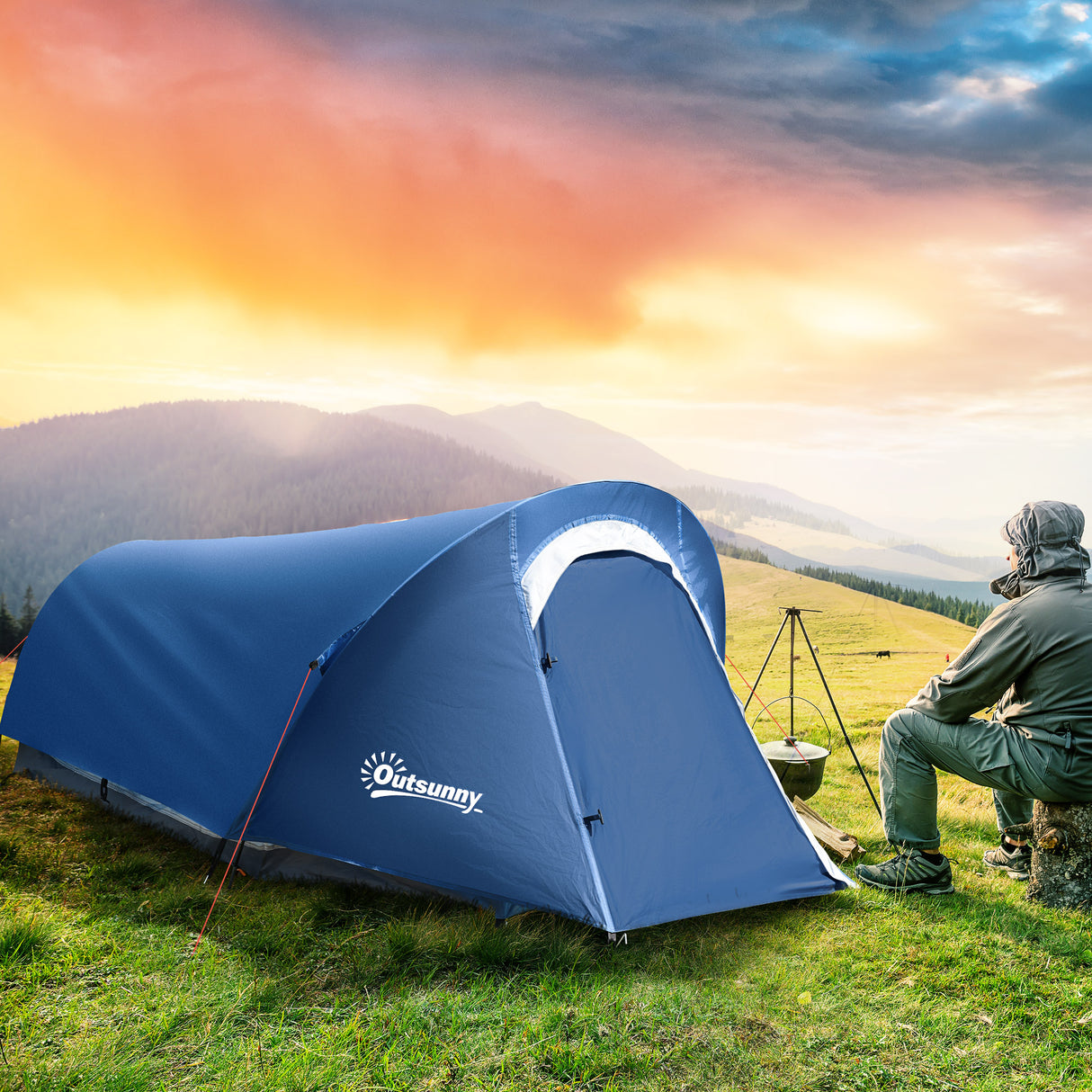 easycomfort easycomfort tenda da campeggio in poliestere e tessuto oxford con gancio interno e finestre a rete 265x140x95 cm