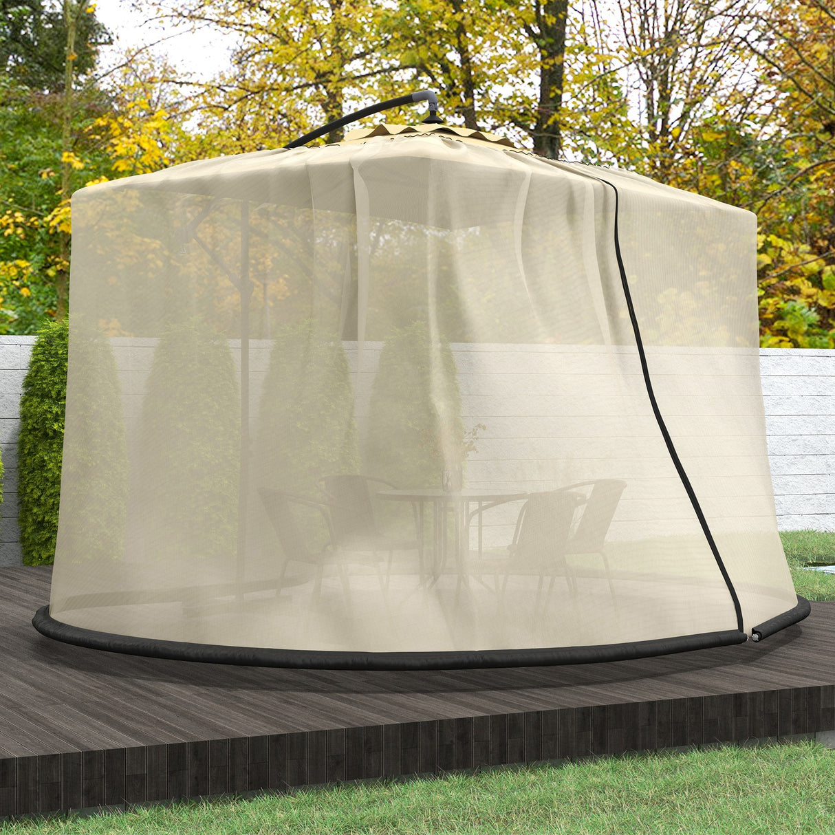 easycomfort easycomfort zanzariera per ombrellone 3x2 3 m regolabile a rete fitta con apertura a cerniera beige