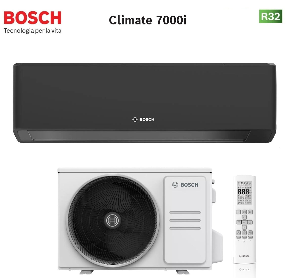 junkers bosch condizionatore bosch climate 7000i black 18000 btu cl7000i set 55 eb r 32 wi fi integrato
