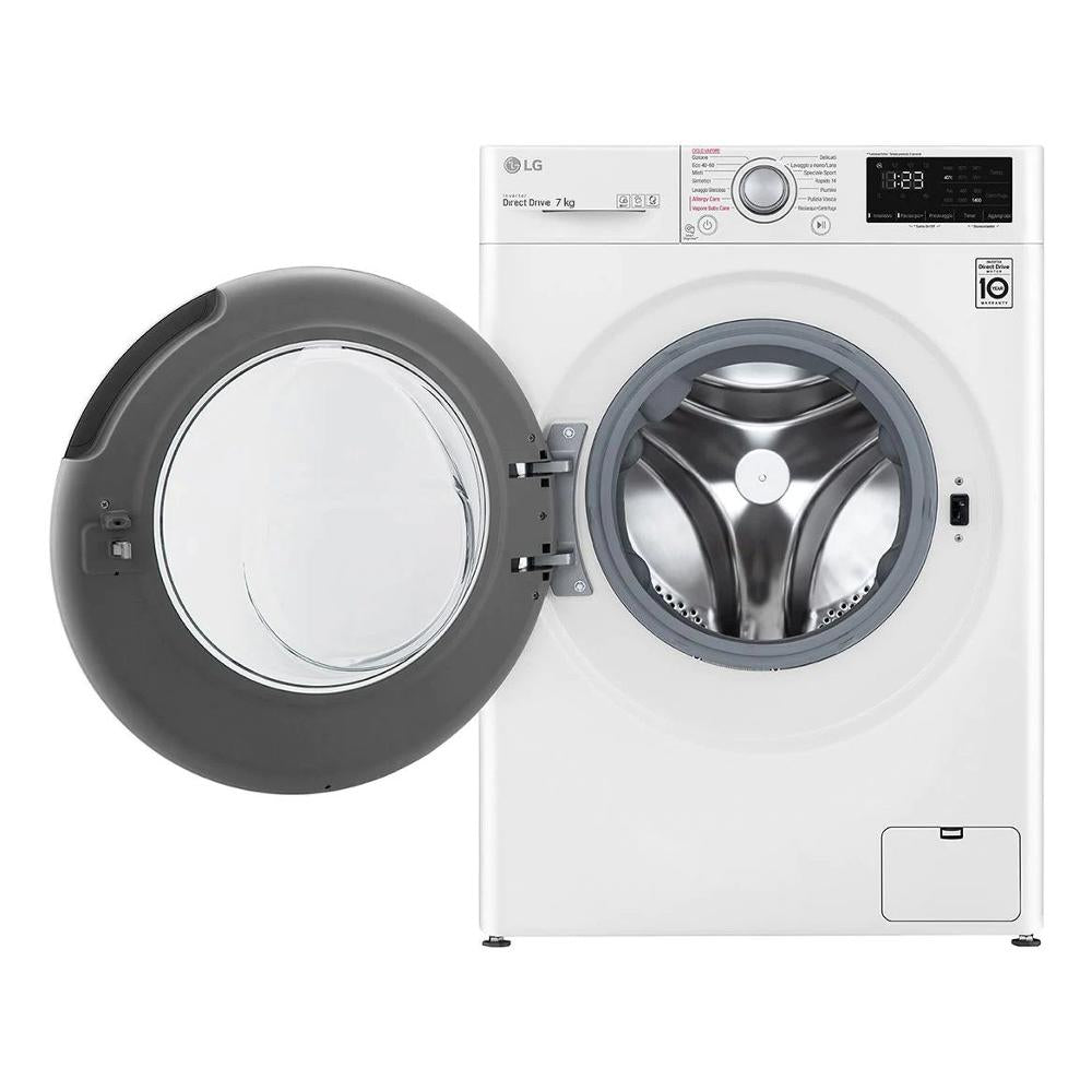lg lavatrice a carico frontale lg serie v3 7 kg slim f2wv3s7s4e ai dd classe d 1200 giri a85xl60xp475 lavaggio a vapore inverter direct drive