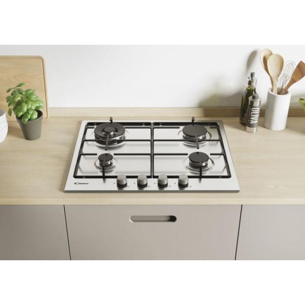 candy piano cottura a gas candy chw6br4wx collezione smart 4 fuochi l595xp51 acciaio inox ean 8016361966918