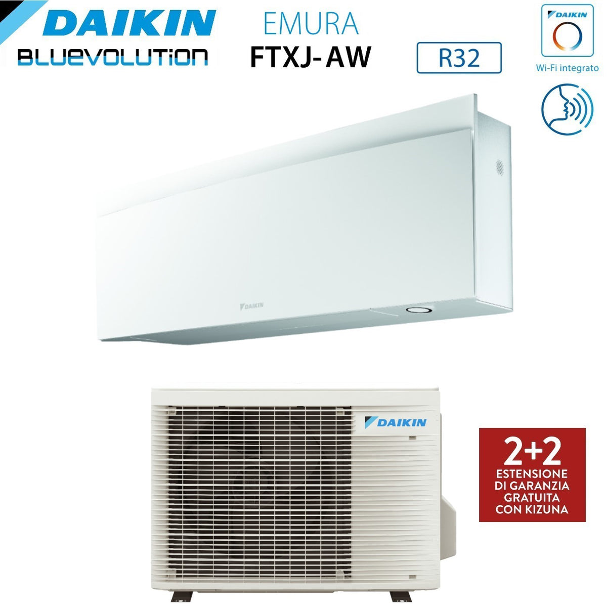 climatizzatore condizionatore daikin bluevolution inverter serie emura white 12000 btu ftxj35aw r 32 wi fi integrato classe a___ garanzia italiana novita