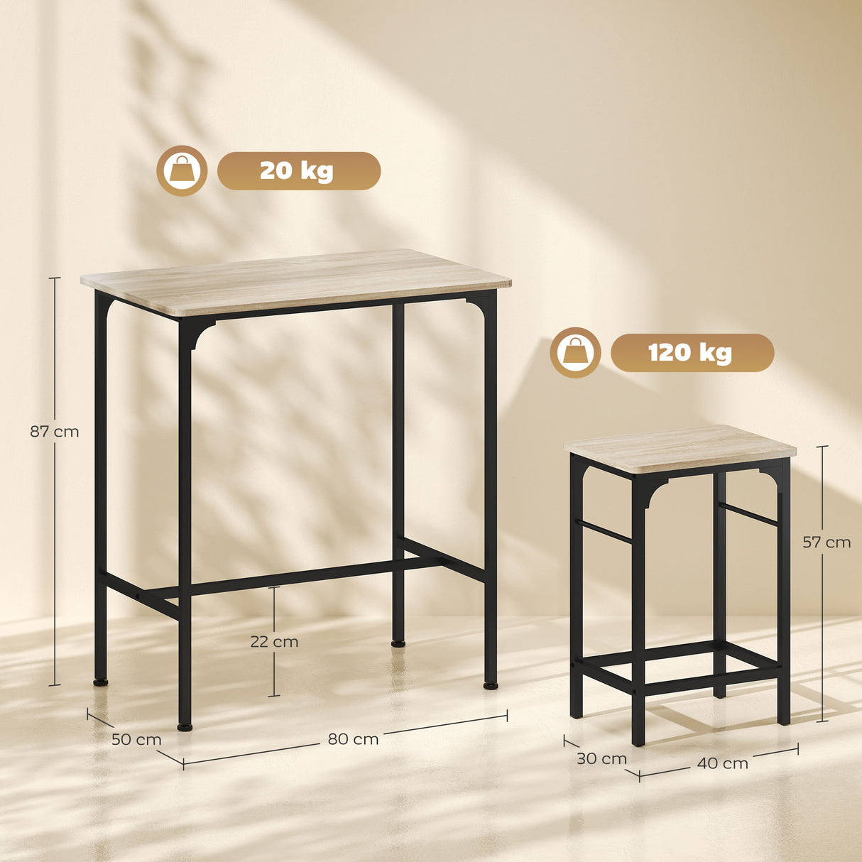 easycomfort easycomfort arredamento bar 3 pezzi con tavolo da cucina e 2 sgabelli da bar in legno e acciaio color legno e nero