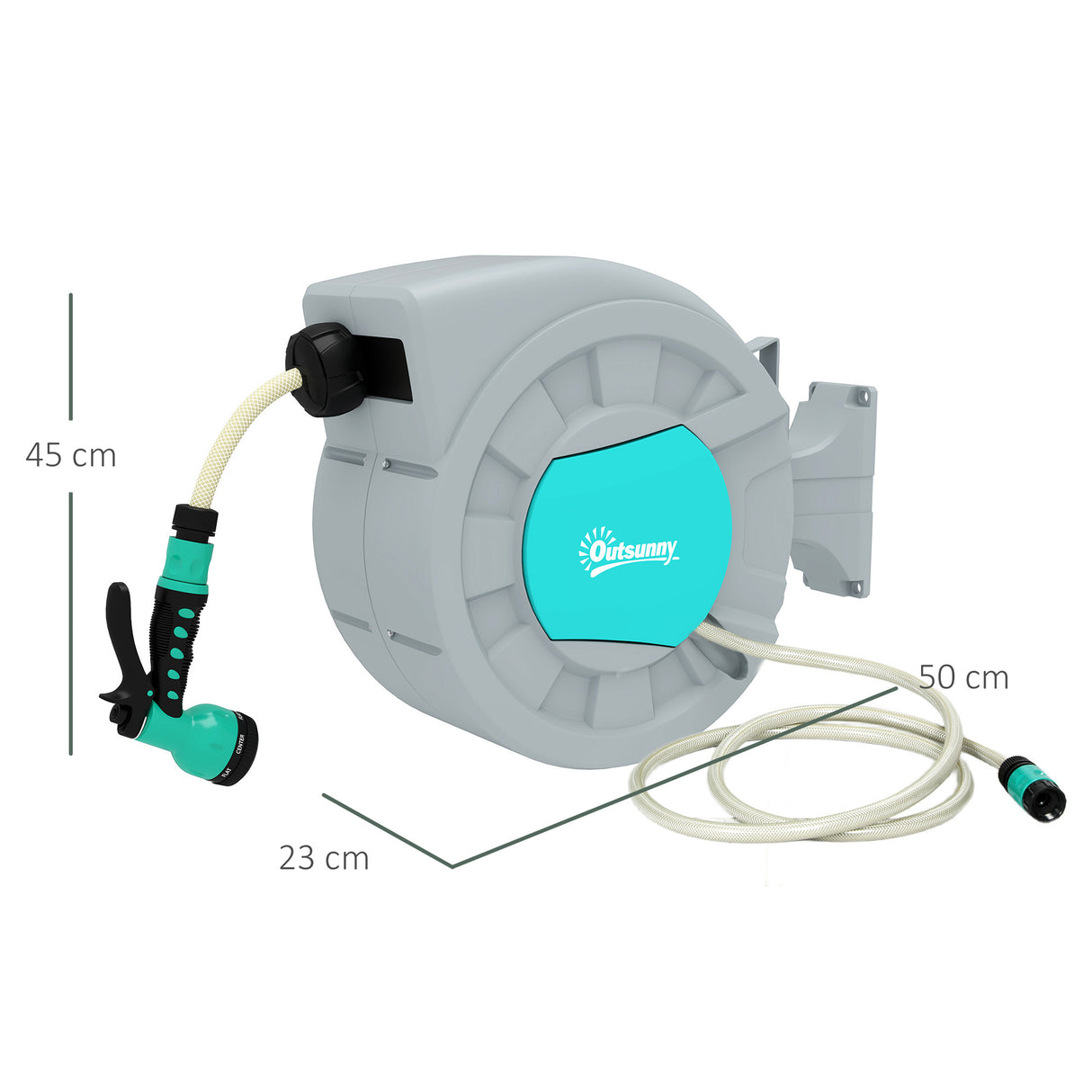 easycomfort easycomfort avvolgitubo automatico a parete e portatile lunghezza 302 m sistema di blocco e 7 getti verde