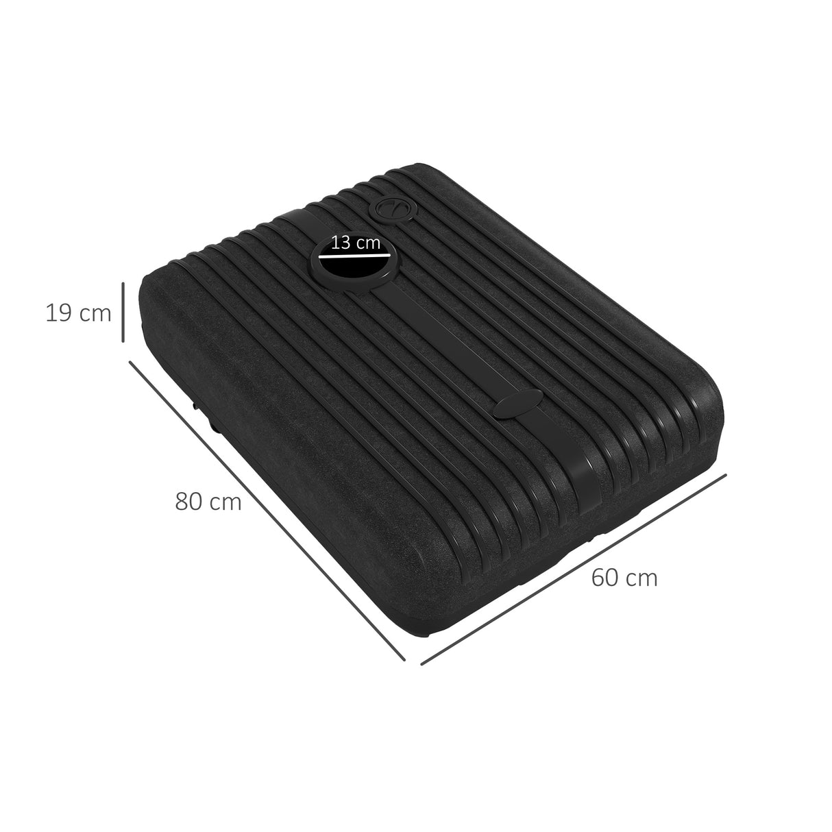 easycomfort easycomfort base ombrellone giardino riempibile con acqua e sabbia 70 90 kg ruote e maniglia in hdpe 80x60 cm nero