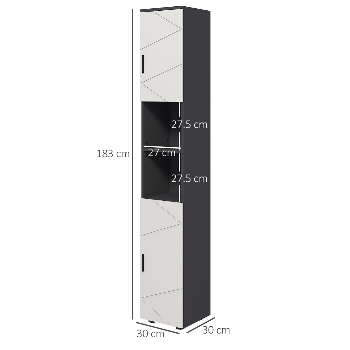 easycomfort easycomfort colonna bagno in truciolato con 2 ripiani aperti e 2 armadietti a 2 livelli 30x30x183 cm grigio
