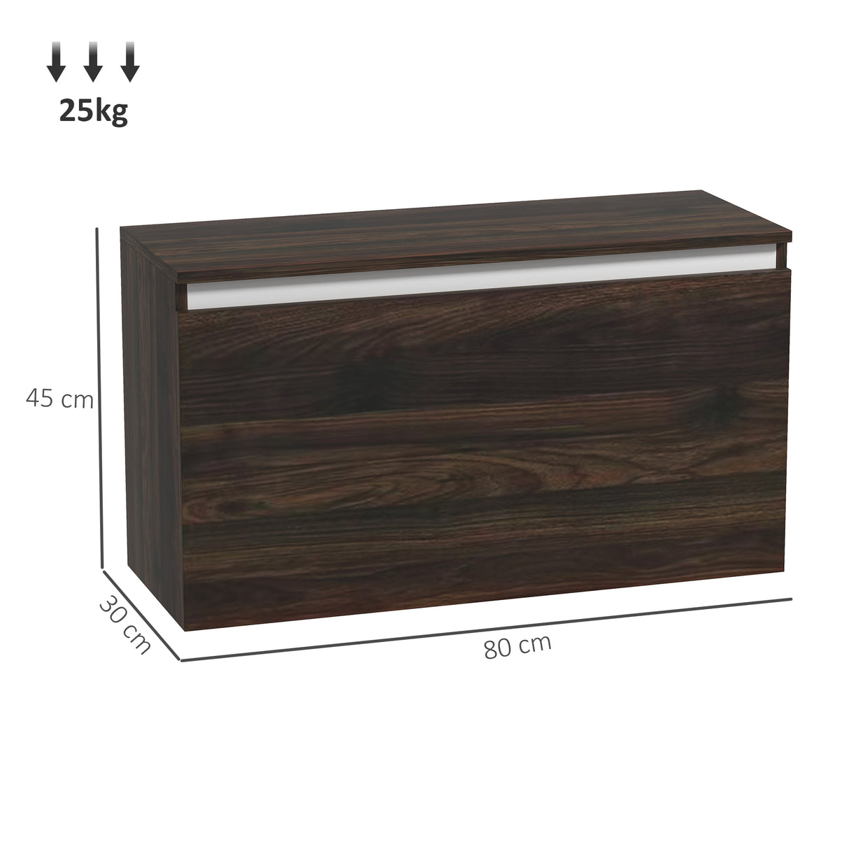easycomfort easycomfort comodino sospeso con cassetto senza maniglie e con fissaggio a parete 80x30x45cm noce