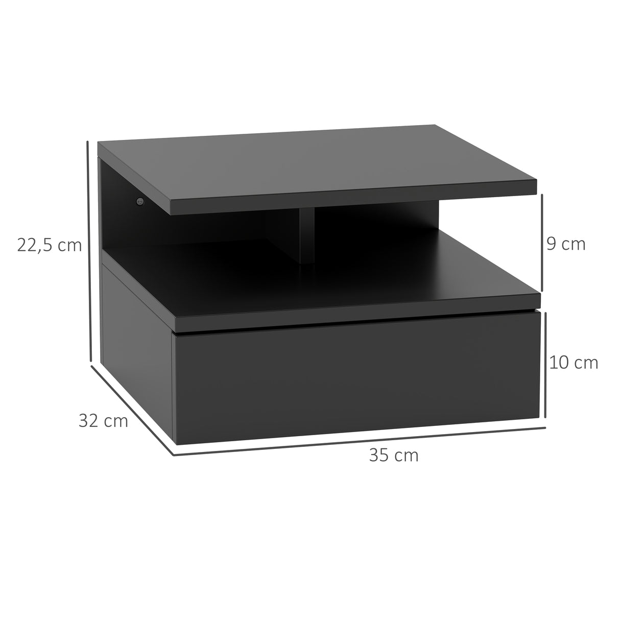 easycomfort easycomfort comodino sospeso per camera da letto con cassetto e mensola in legno 35x32x22 5cm nero