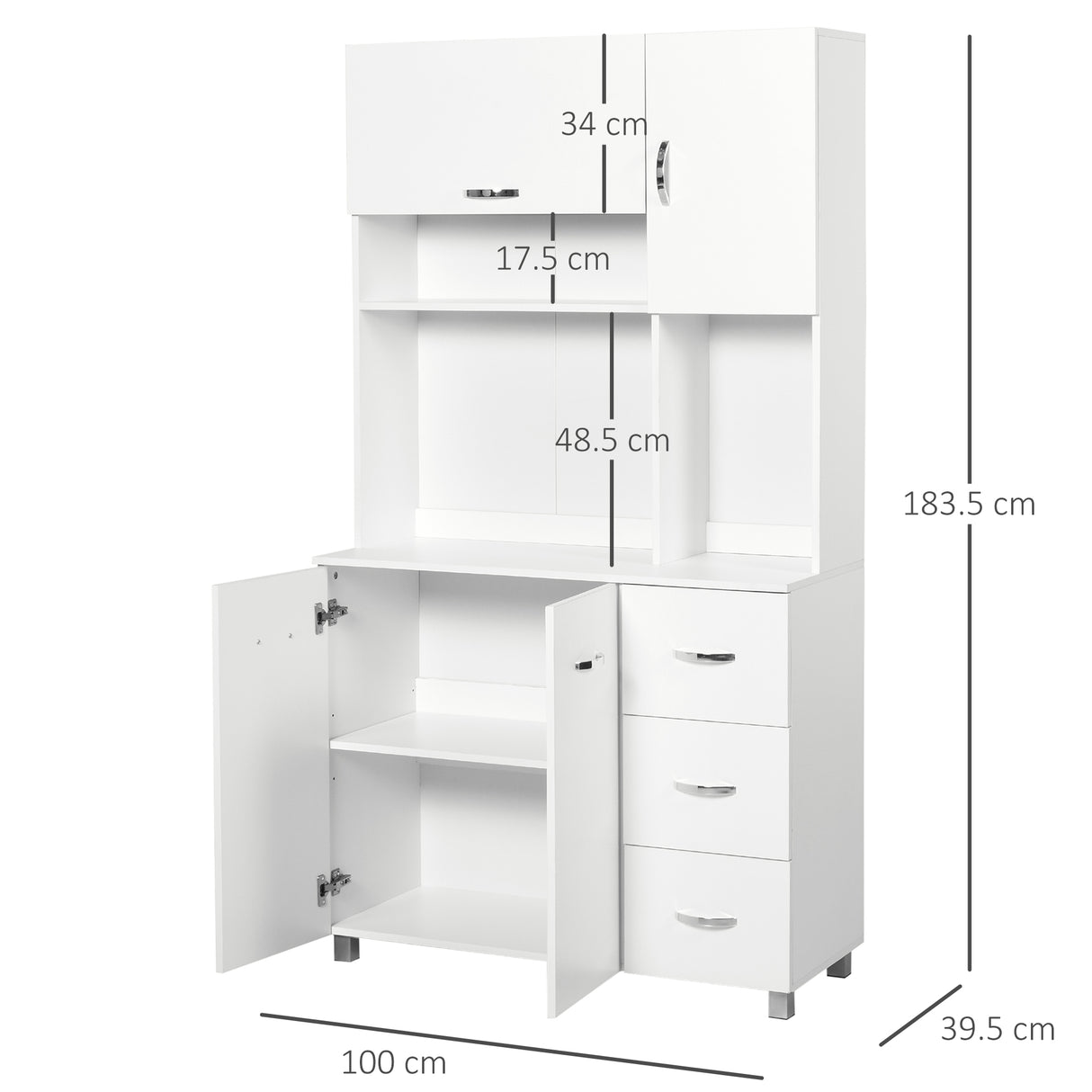 easycomfort easycomfort credenza da cucina moderna con cassetti armadietti e ripiani aperti 100x39 5x183 5cm bianco
