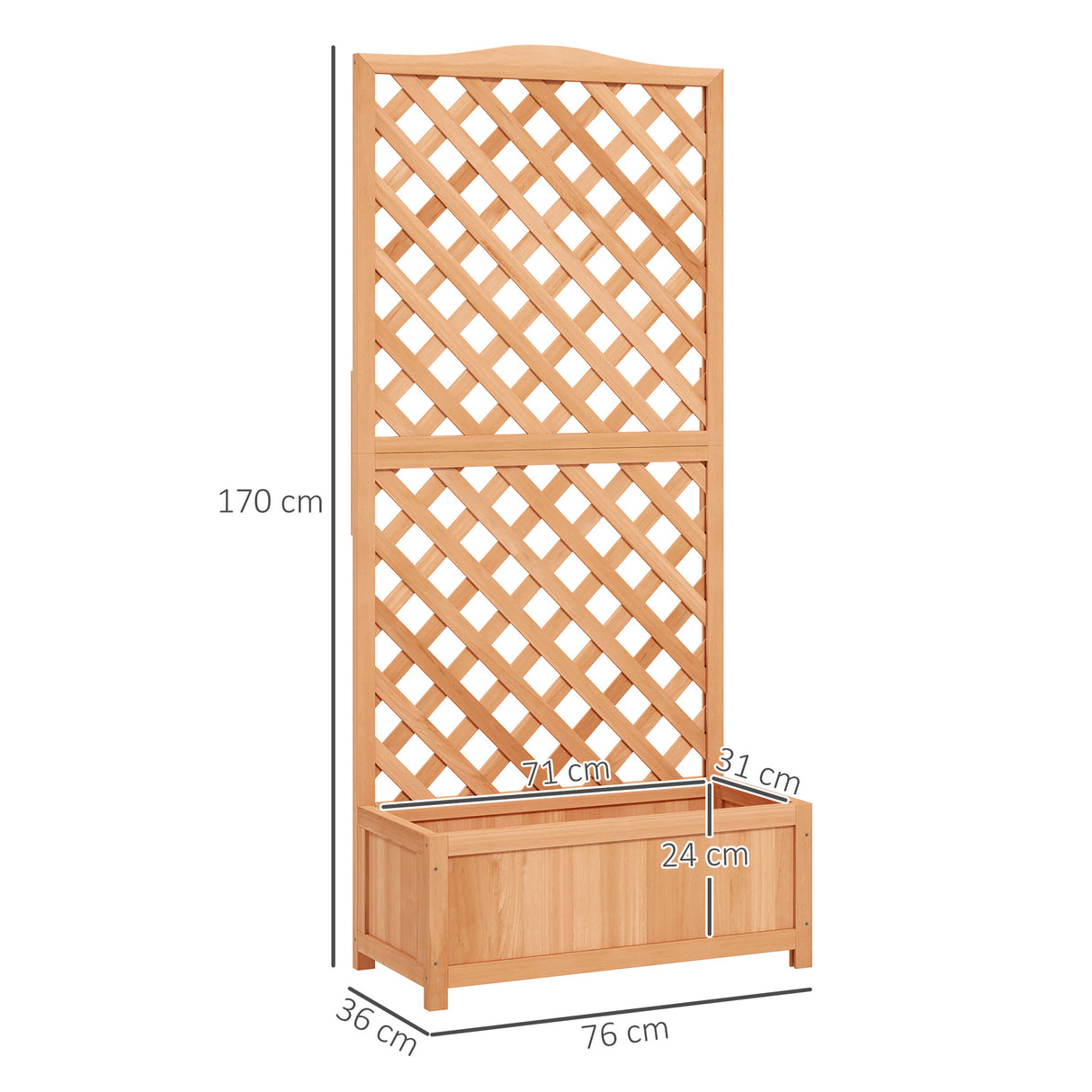easycomfort easycomfort fioriera con traliccio per rampicanti e fondo ampio in legno di abete 76x36x170 cm marrone