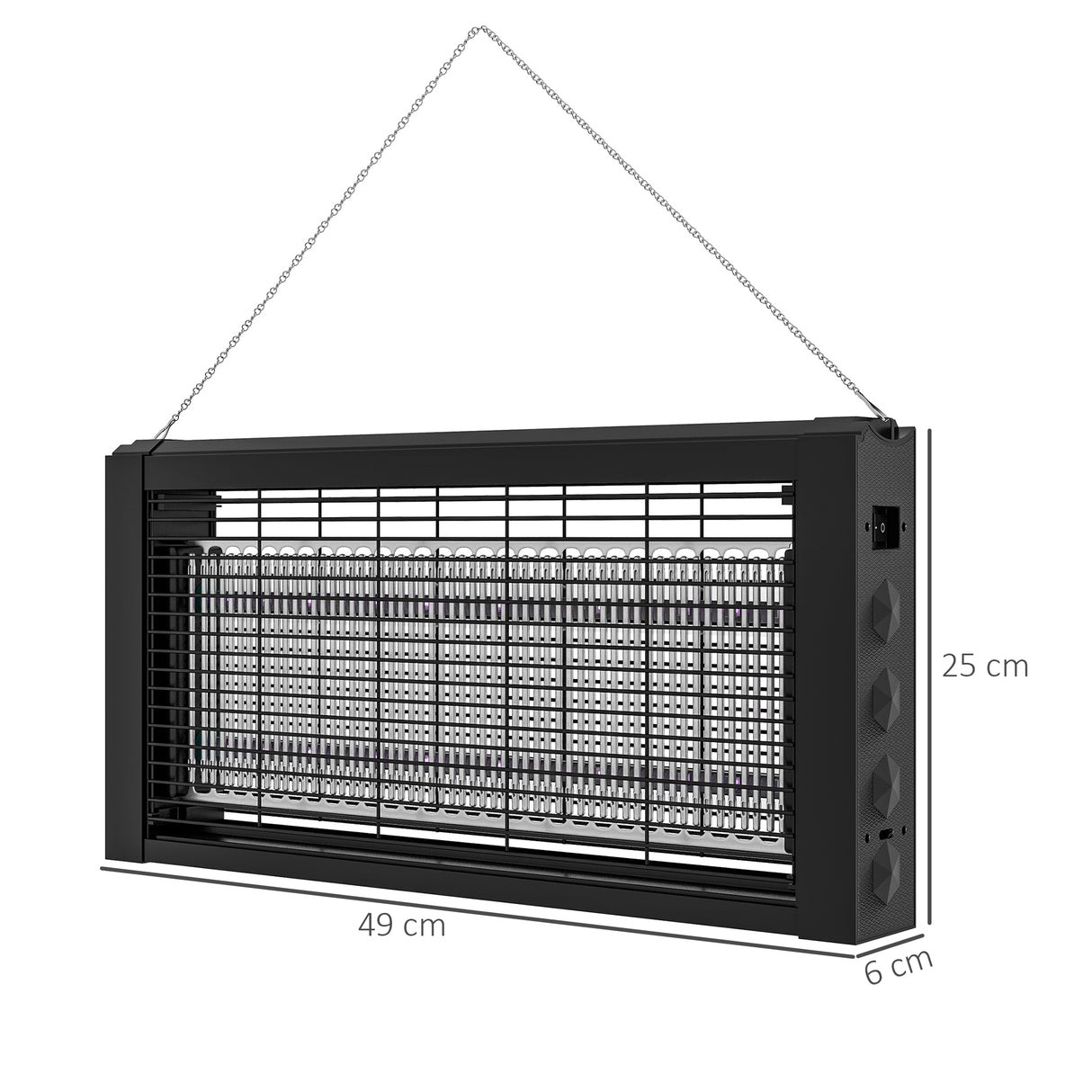 easycomfort easycomfort lampada antizanzare per interno 8w con catenella e rete di protezione 49x6x25 cm nero