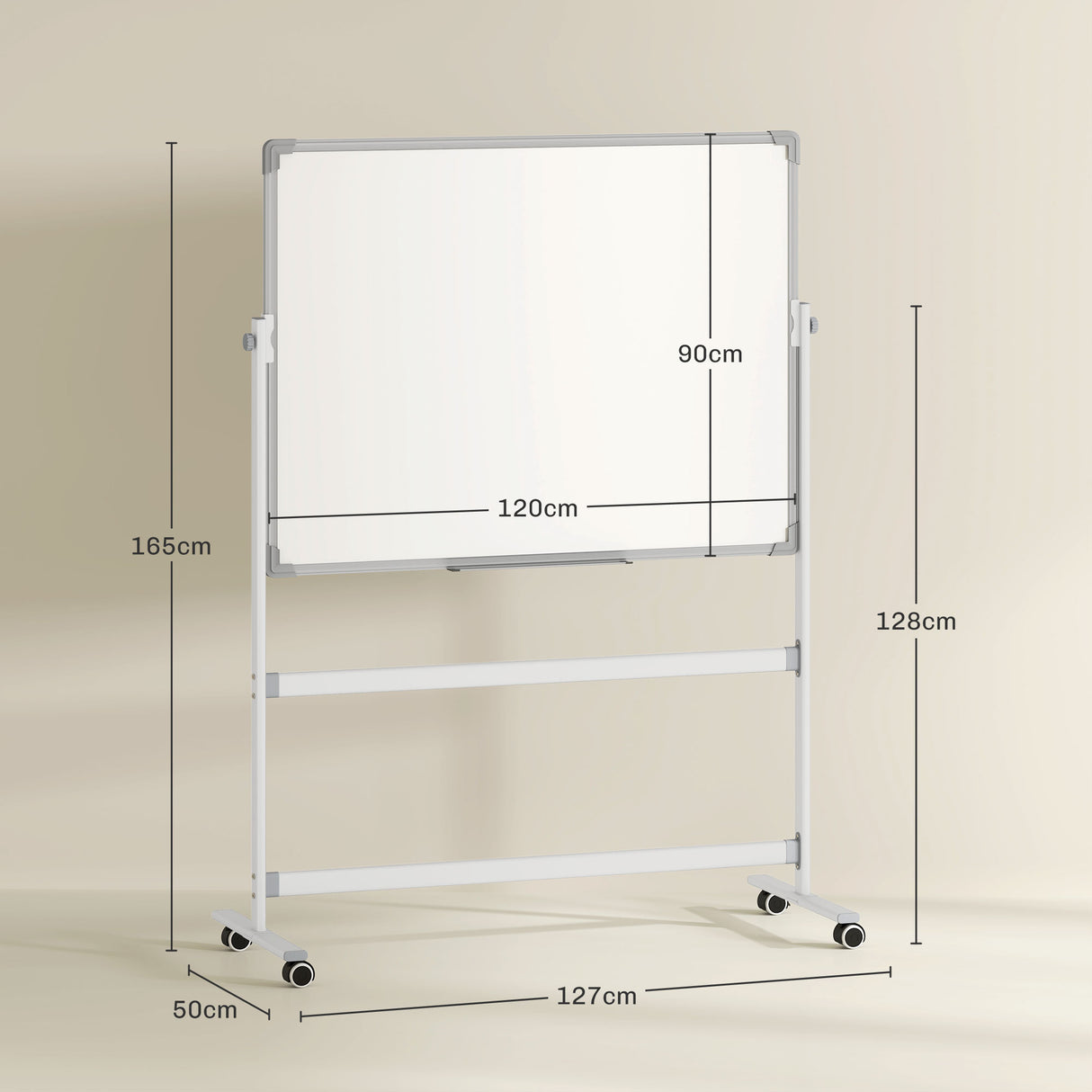 easycomfort easycomfort lavagna magnetica bianca a 2 facce con accessori e 4 ruote in alluminio e acciaio 127x50x165 cm